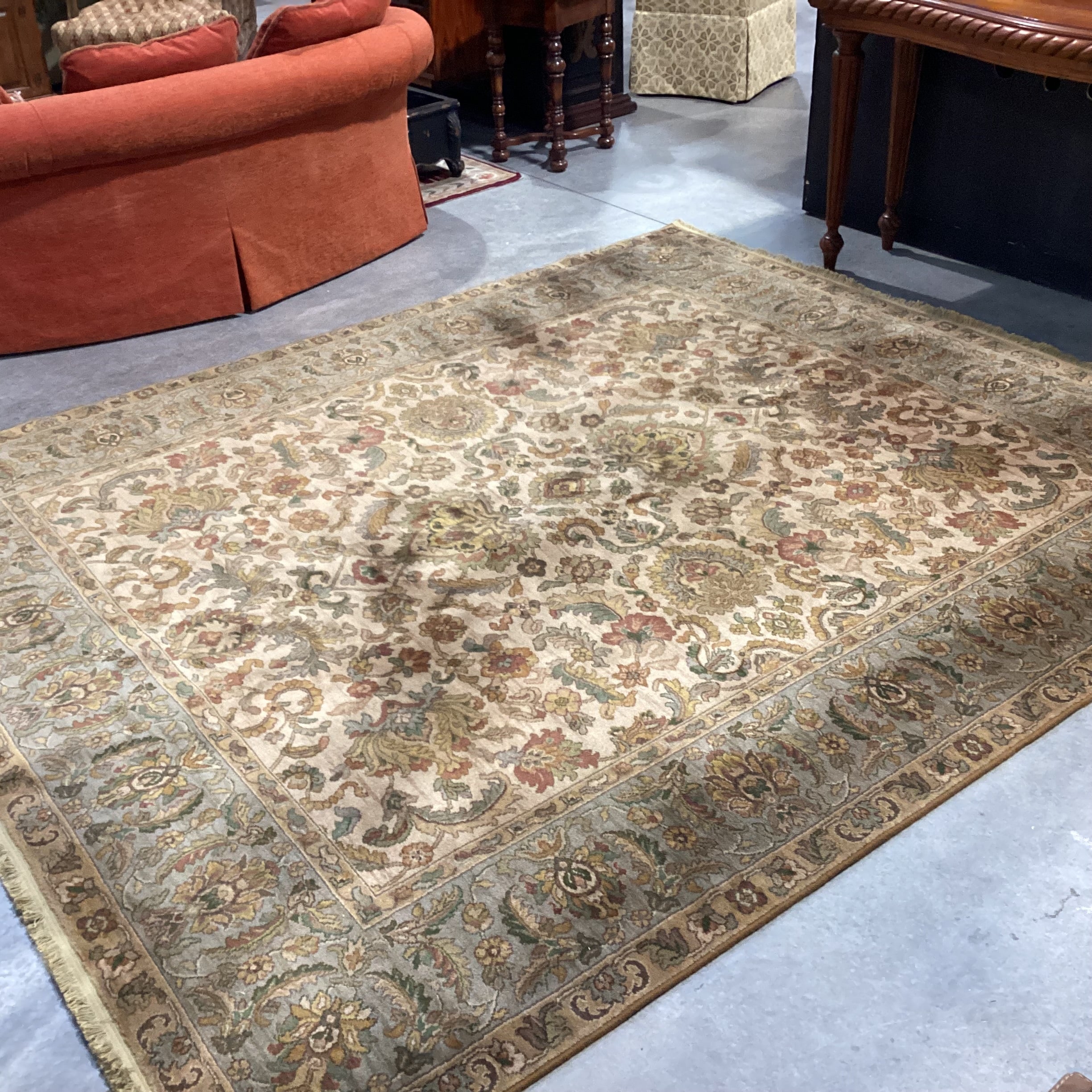 Karastan Samovar Teawash Gold Olive Rust Woven Wool Rug 8'8"x 10'