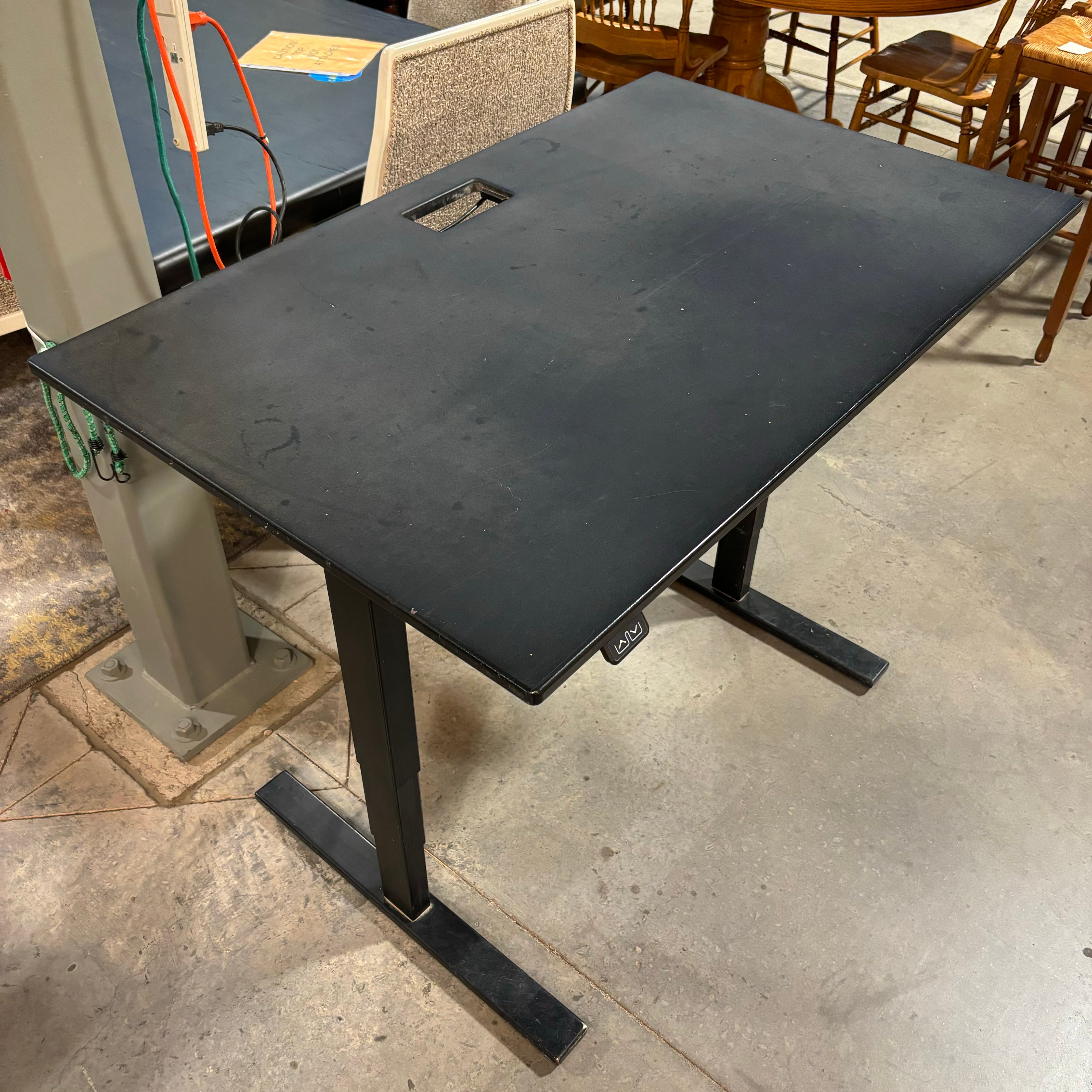Evodesk Black Coated Wood & Steel Base Adjustable Height Sit to Stand Desk 48"x 30"x 24.5" to 50"