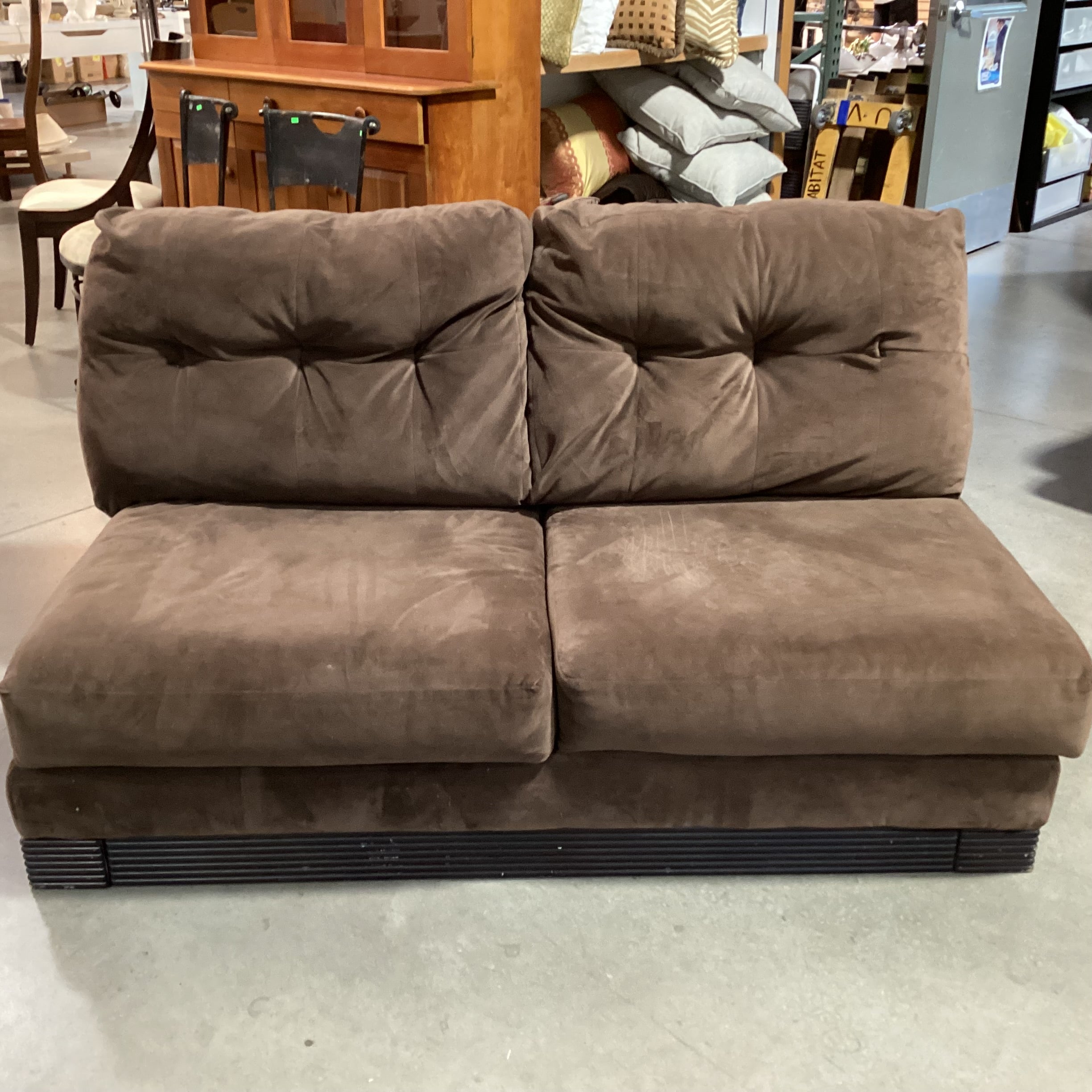 Brown Micro Plush Armless Loveseat Sofa 62"x 40"x 34"