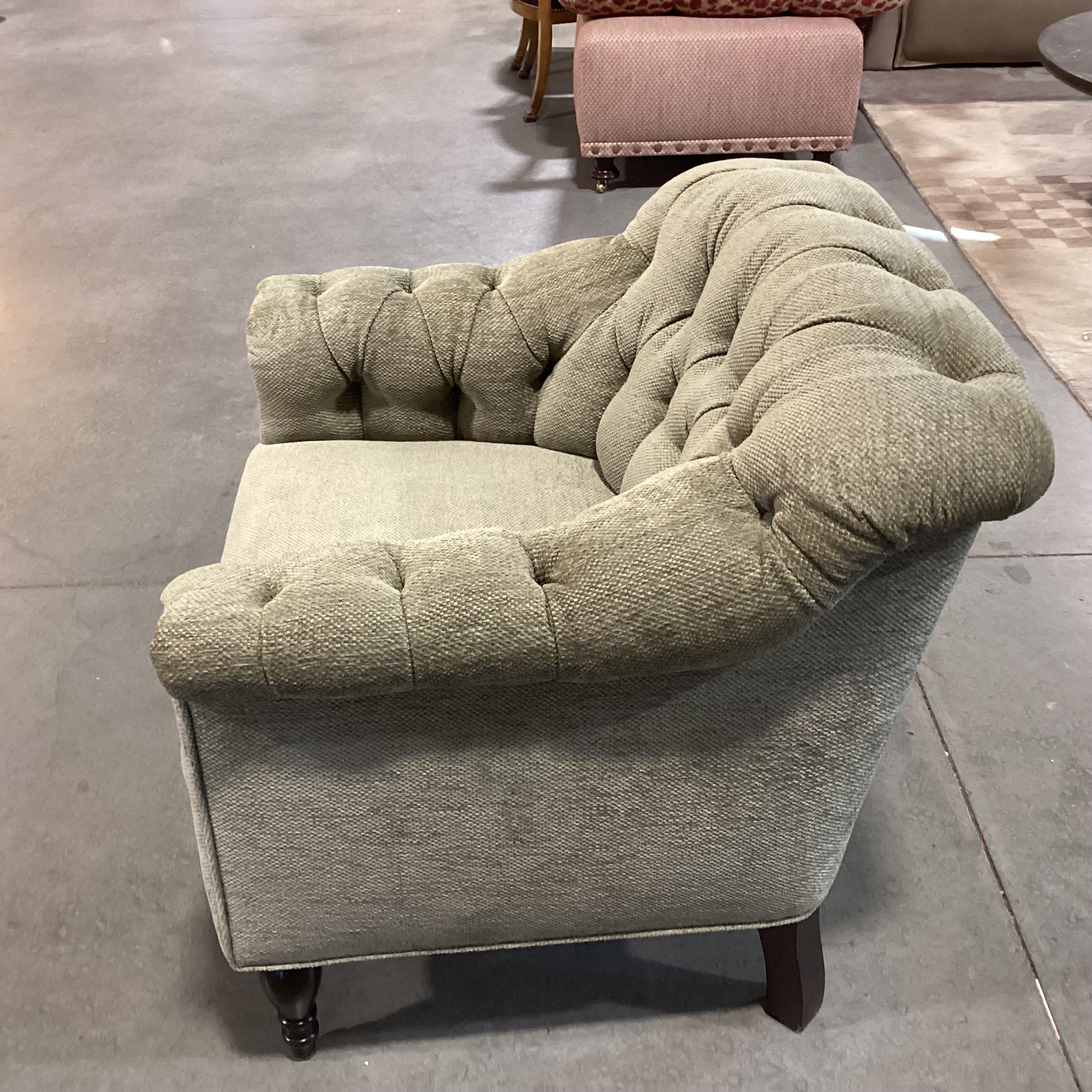 JJ Custom Sage Woven Chenille Tufted Chair 32"x 32"x 32"