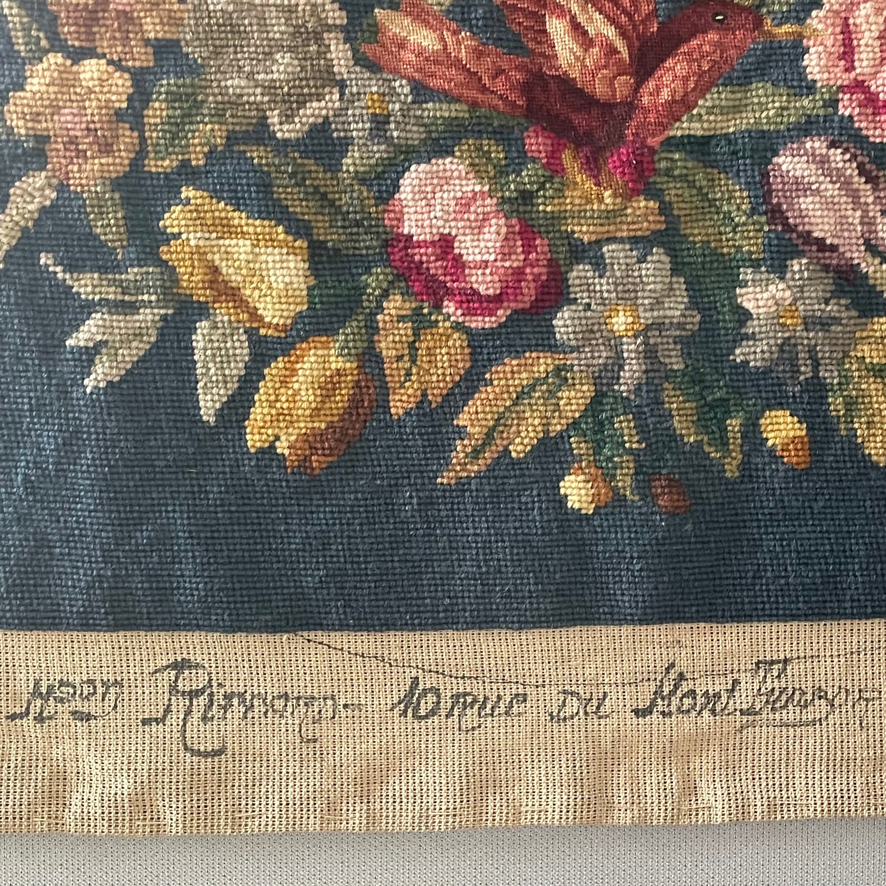 Authentic Vintage French Wool Woven Floral, Birds Tapestry Sample Panel, By Maison Pinton, Paris