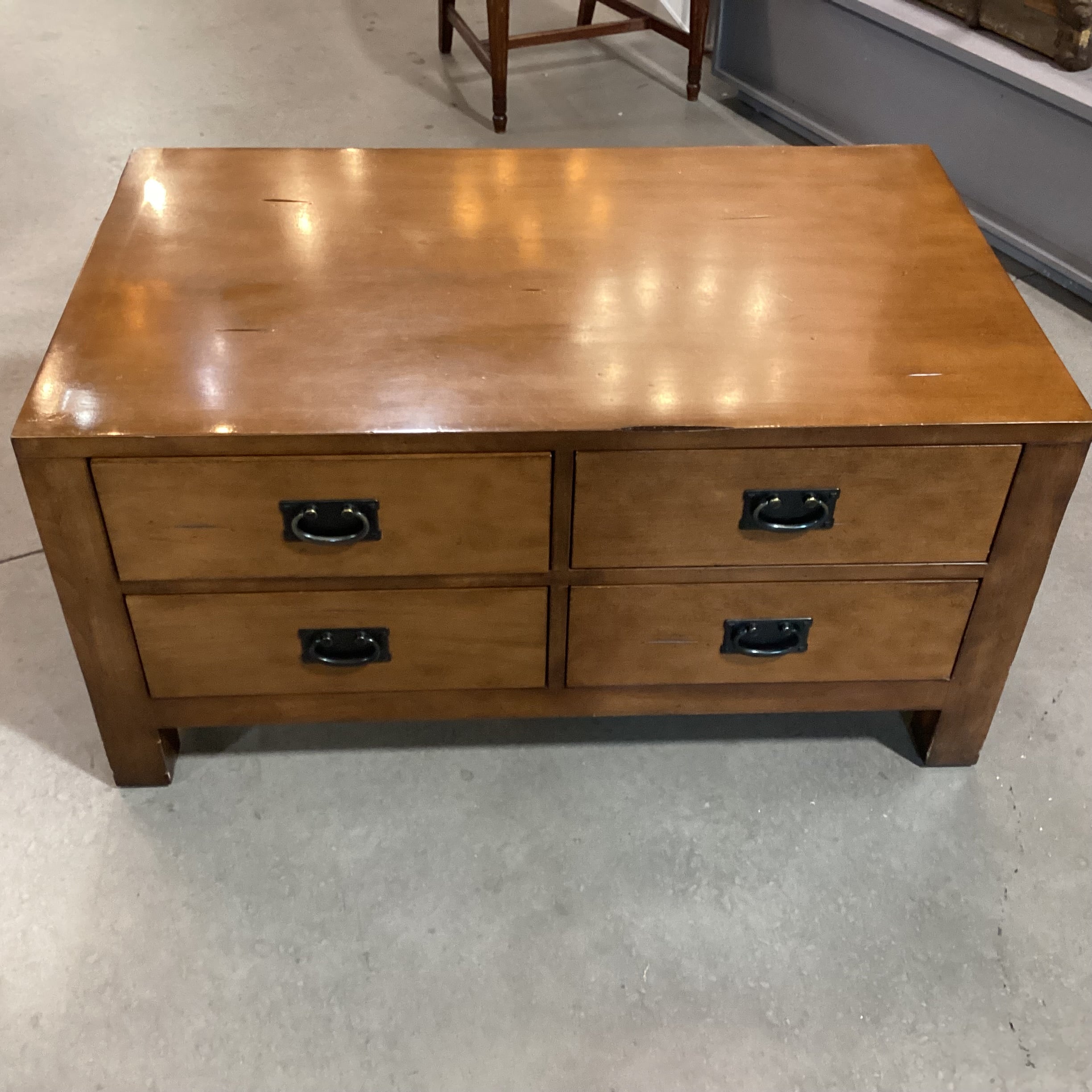 Distressed Finished Wood 4 Drawer Coffee Table 40"x 24"x 20"