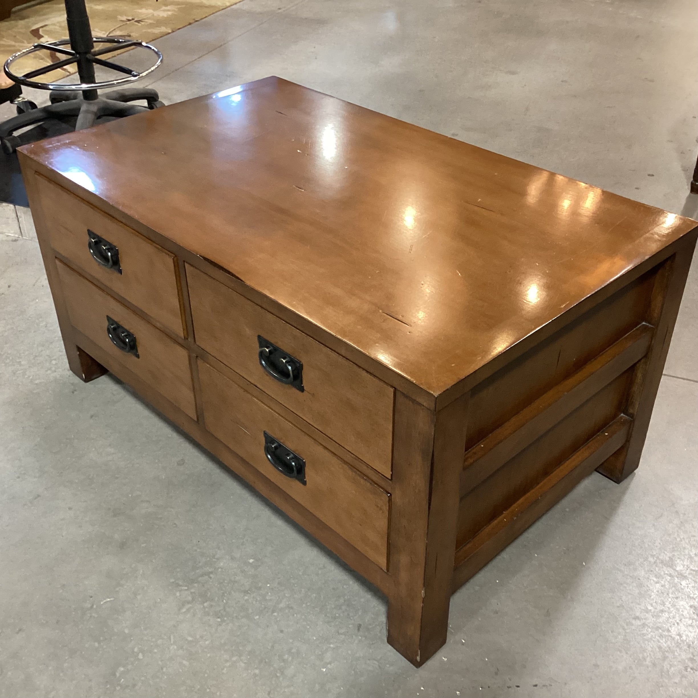 Distressed Finished Wood 4 Drawer Coffee Table 40"x 24"x 20"