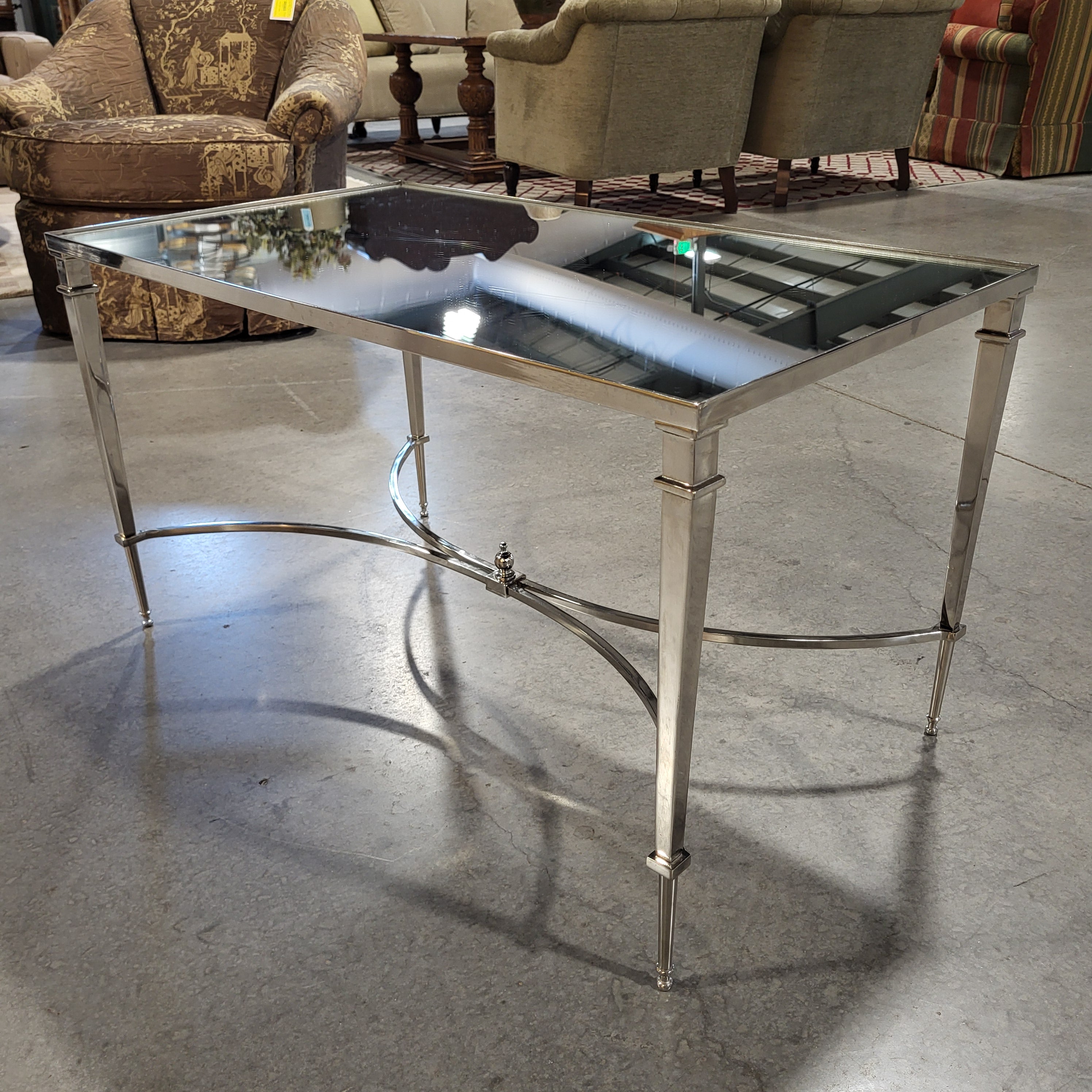 Art Deco Regency Style Silver Mirrored Coffee Table 36"x 20"x 20"
