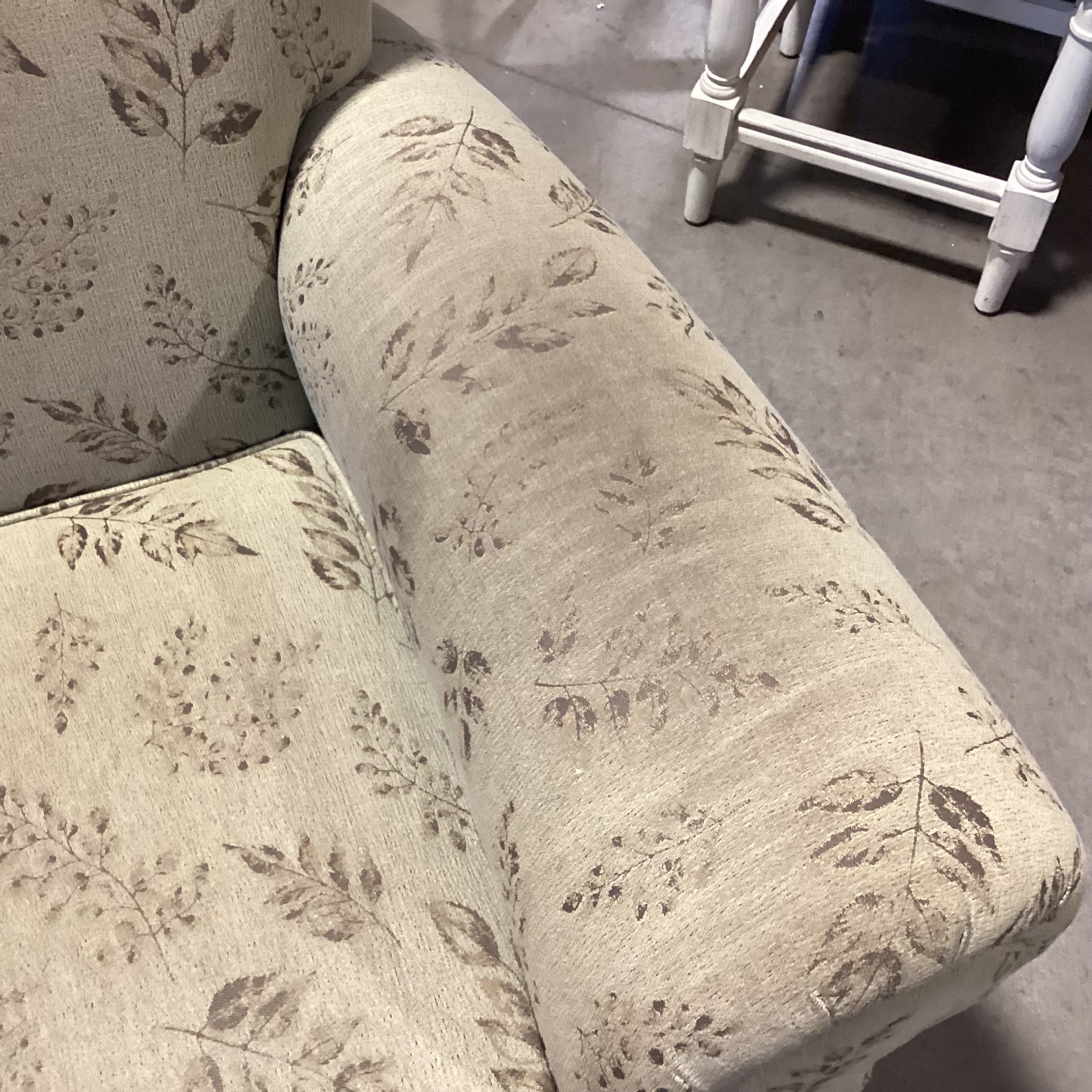 Sage with Leaf Design Roll Arm & Back Loveseat Sofa 62"x 38"x 37"