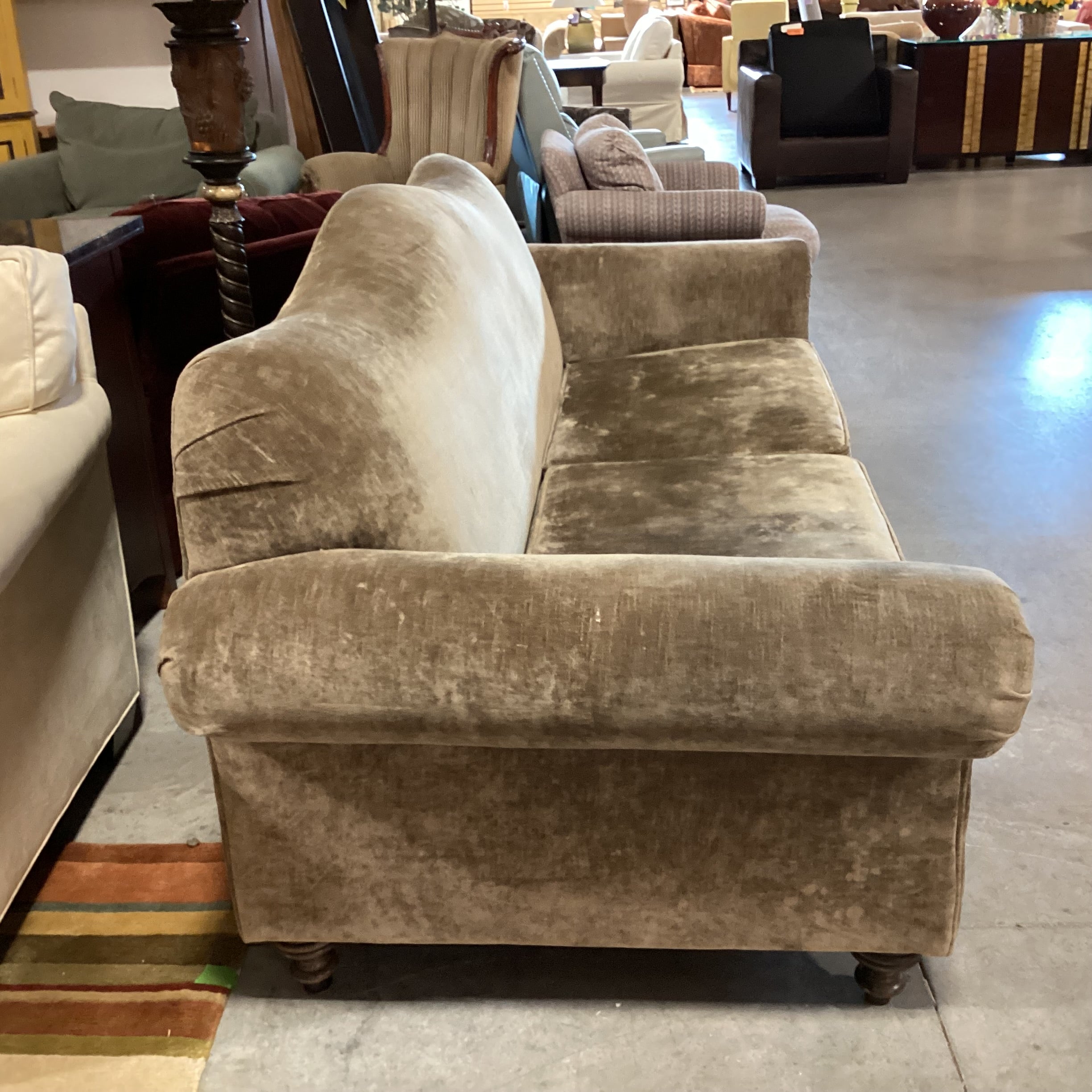 Westwood Industries Sage Velvet Curve Back & Roll Arm Sofa 84"x 36"x 37"
