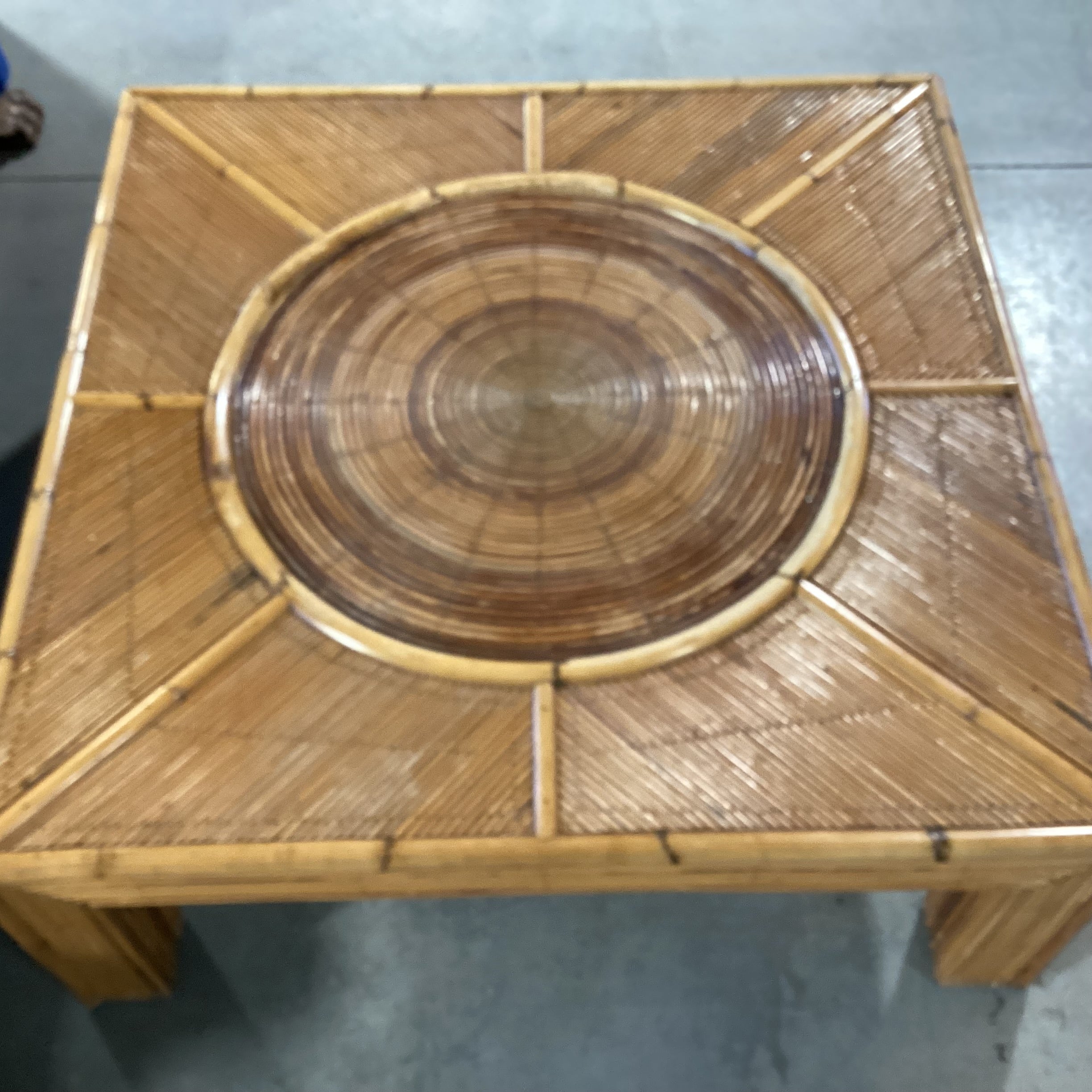Ornate Bamboo Rattan Coffee Table 43"x 43"x 17"