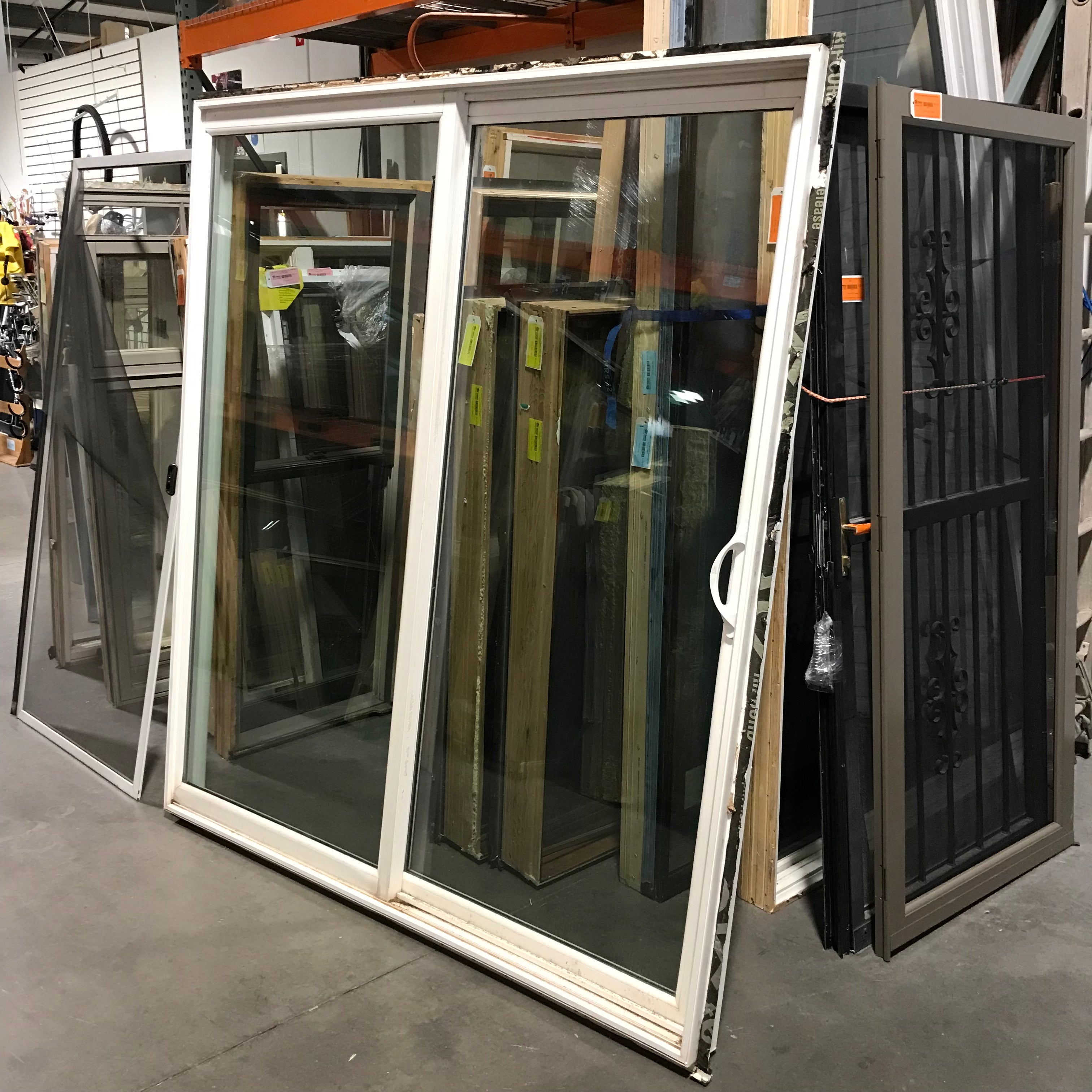 71.5"x 79.25"x 3" Rough Opening White Composite Sliding Glass Door