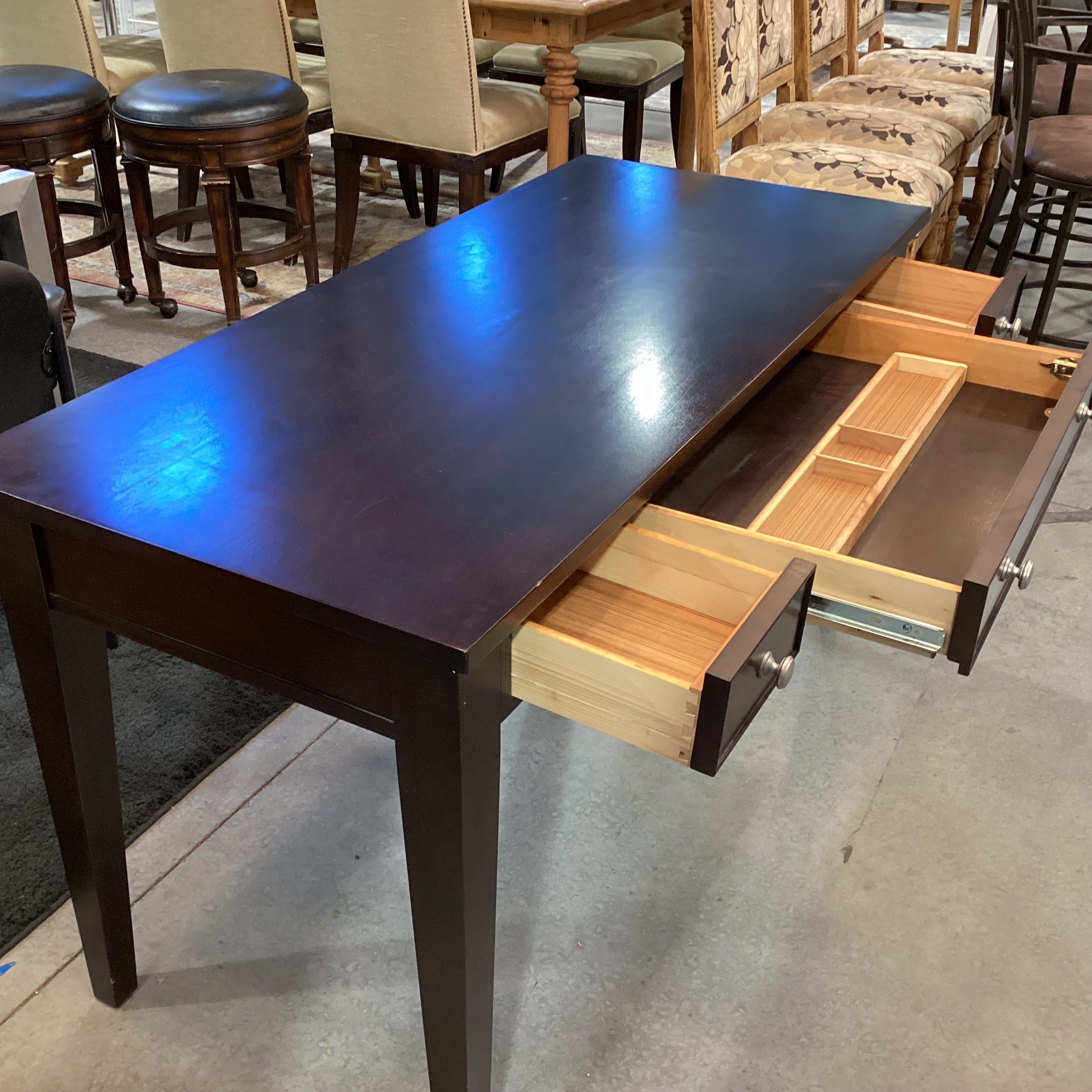 Winners Only Dark Finish Wood 3 Drawer Desk 54"x 24"x 30.5"