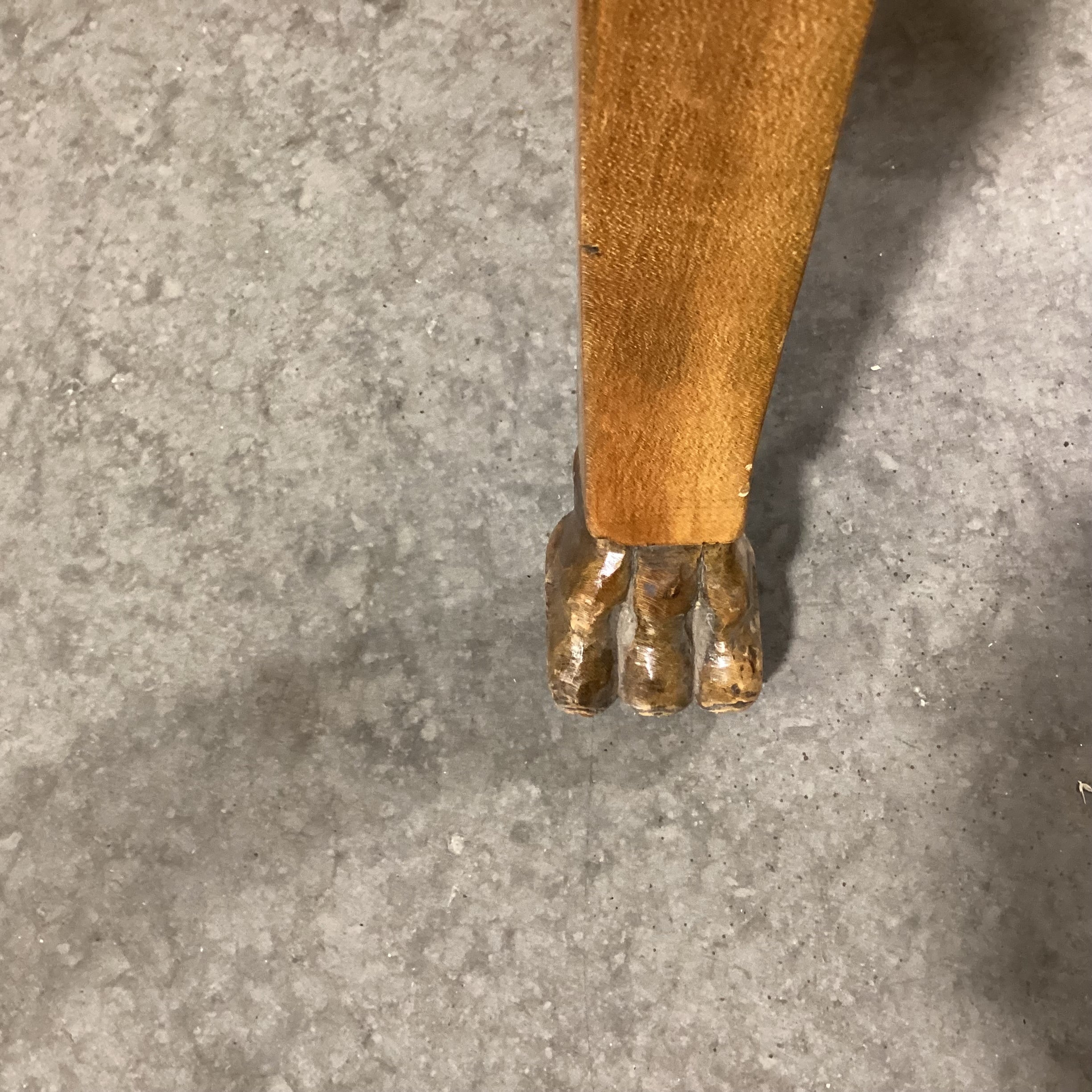 Brustlin Workshop Ornate Carved Wood Black Leather Nailhead Chair 25"x 28"x 35.5"