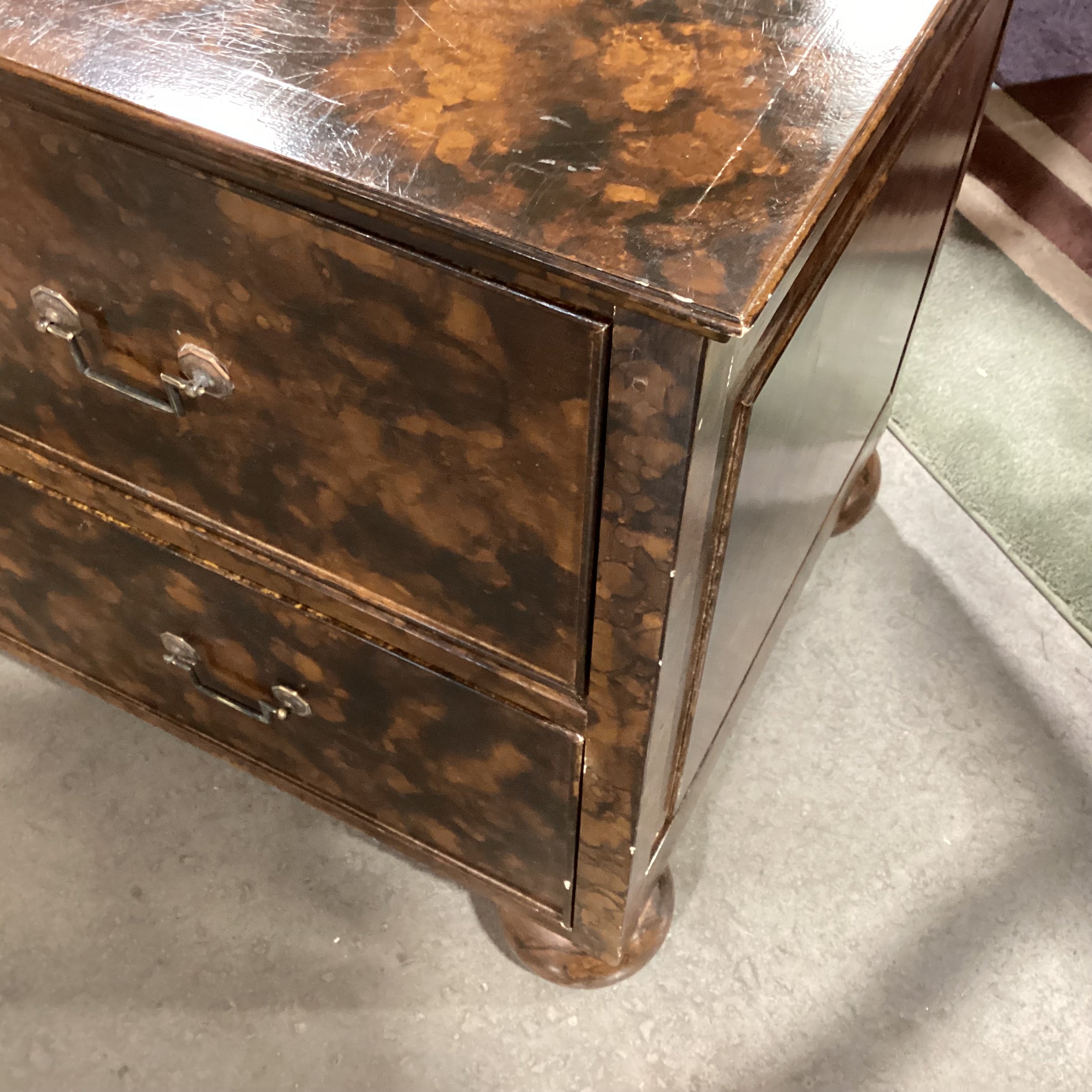 Brown & Black Marble Style Veneer 2 Drawer Chest 43.5"x 21.5"x 25"