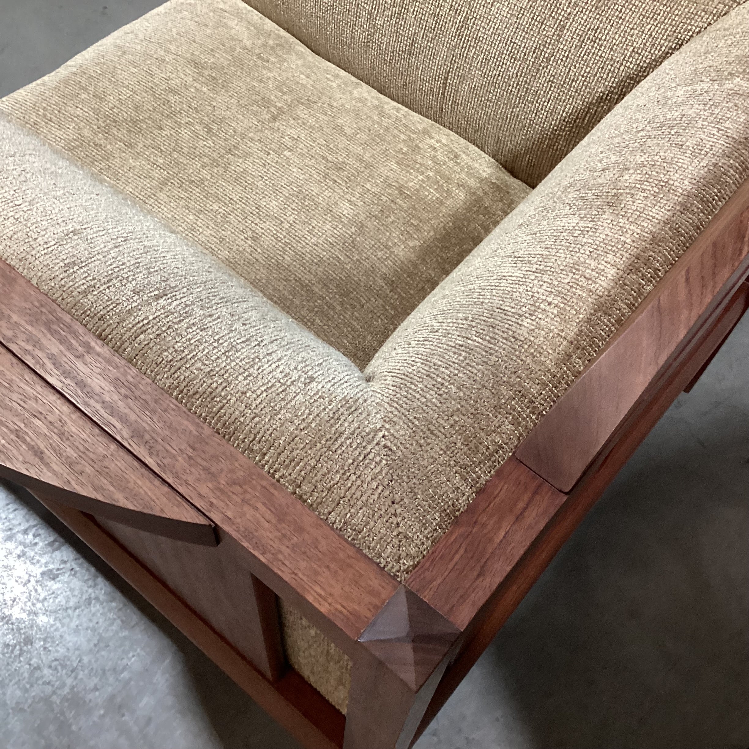 Arts & Crafts Mission Style Stickley Like Solid Cherry Woven Down Mix with Ottoman Chair 39.5"x 34"x 33"