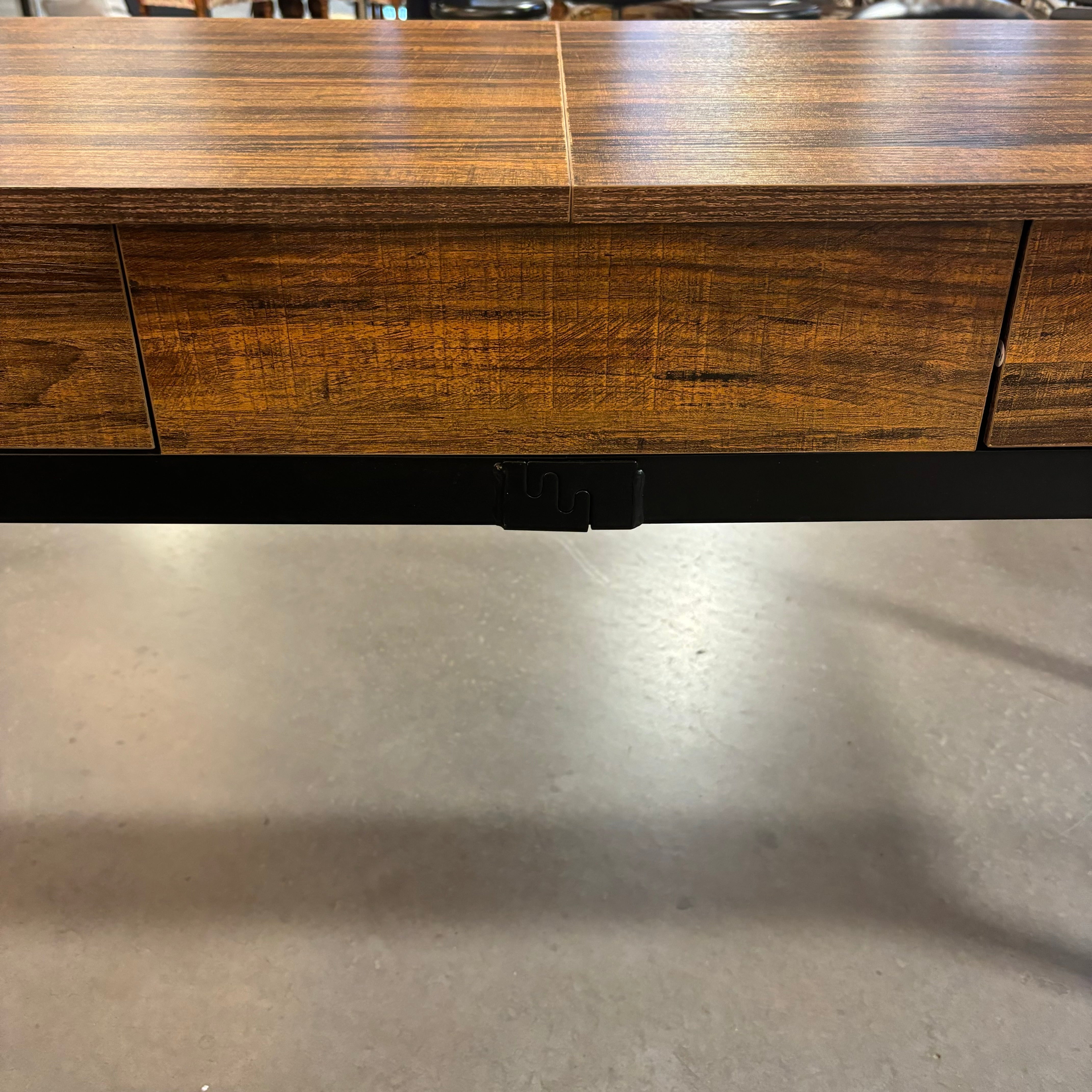 Dark Wood Style Laminate with Steel Legs 2 Drawer Desk 74"x 24"x 32"