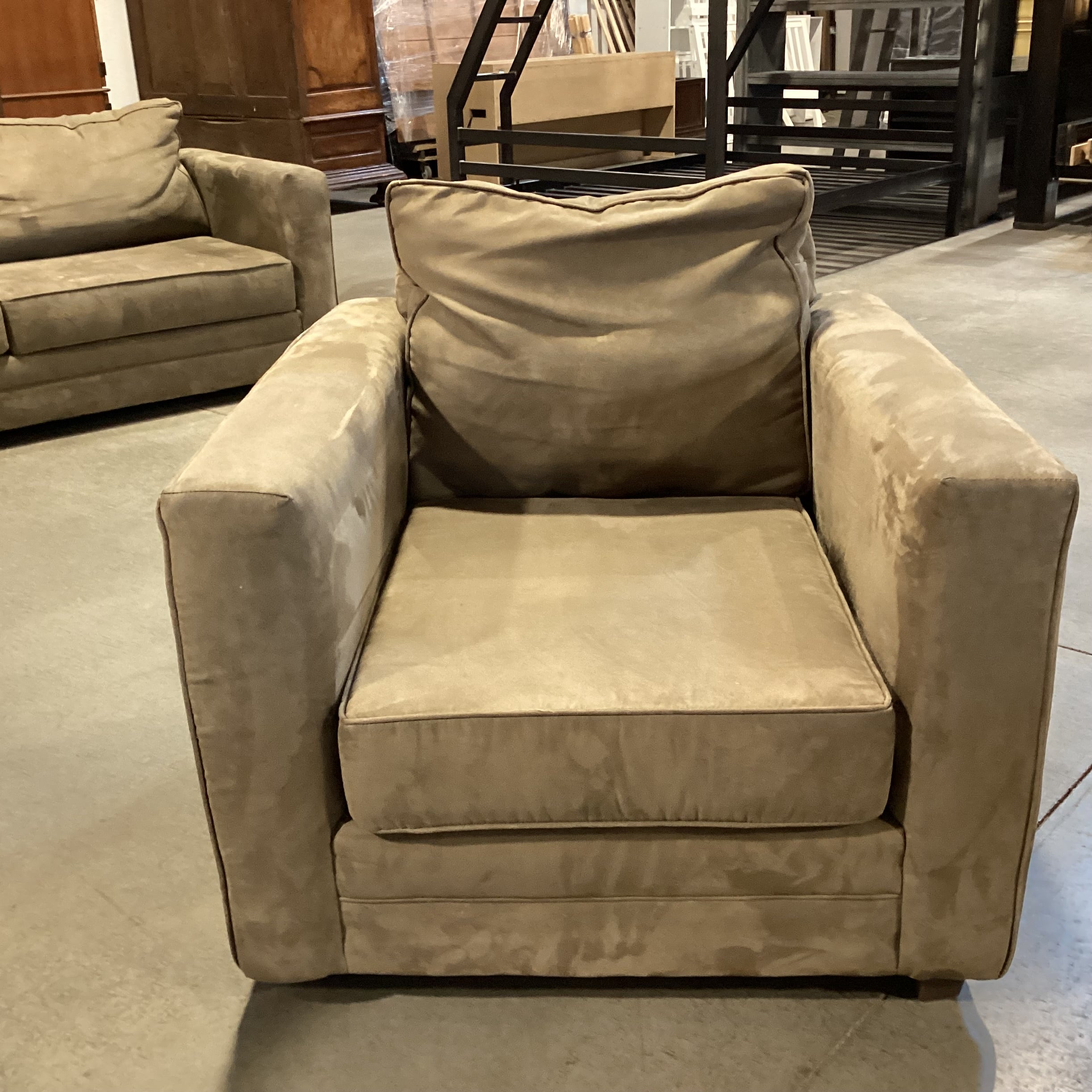 Claude Gable Light Olive Micro Suede Chair 36"x 38"x 30"