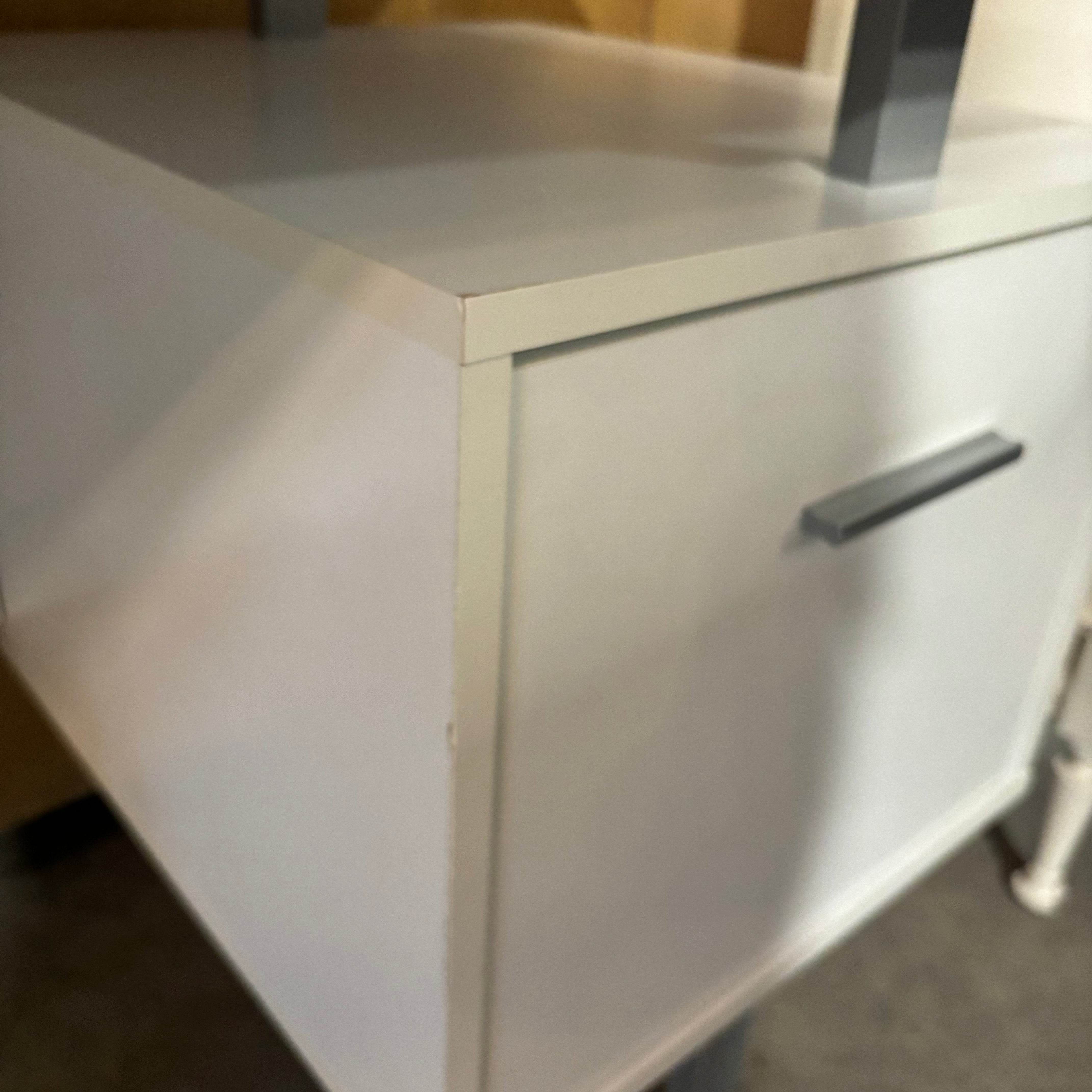White Laminate with Steel Base & Pulls 3 Drawer Desk 60"x 24"x 30"