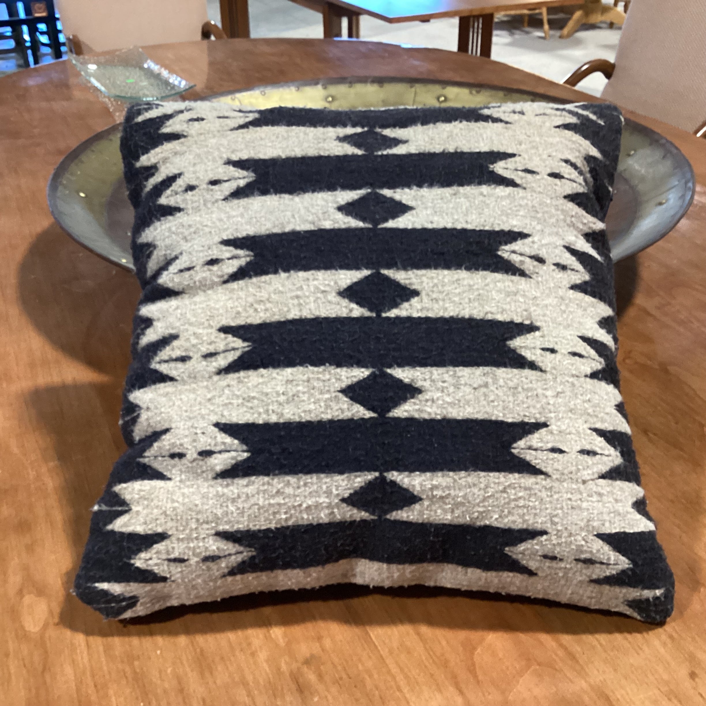 Native American Black & Tan Hand Woven Wool Accent Pillow 20"x 20"