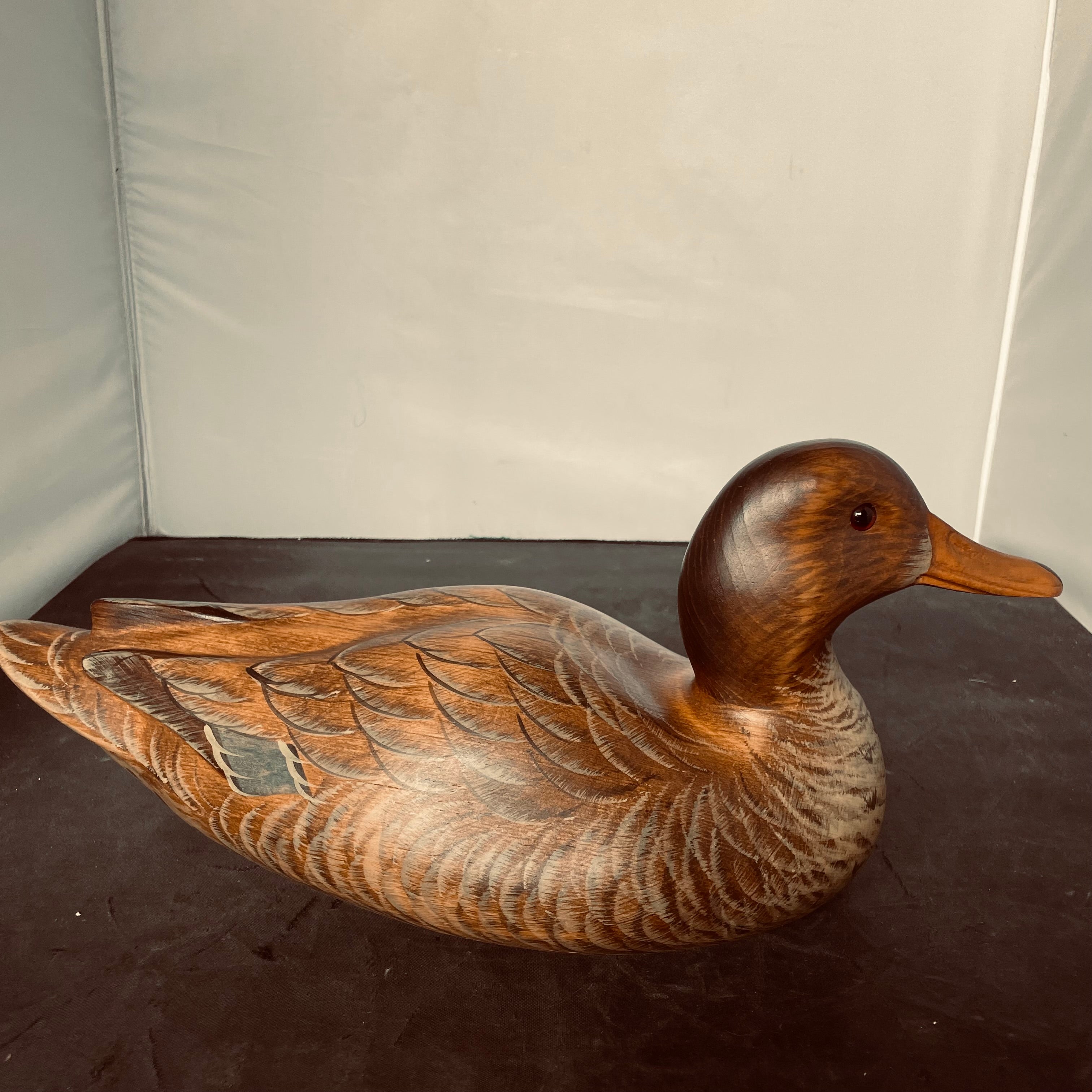 16" Big Sky Carvers Hand Carved Wood Duck Decoy Signed Kristi Helsper