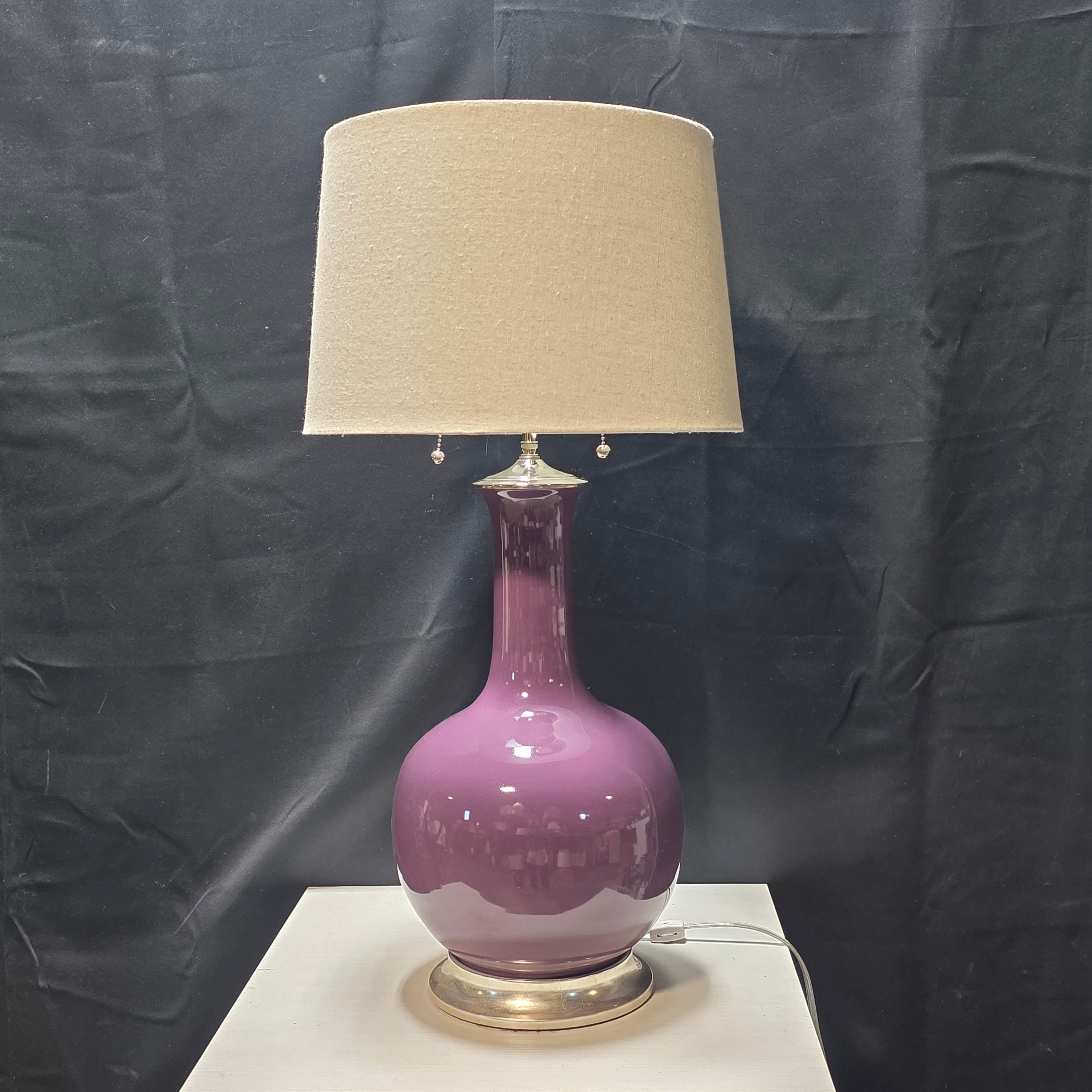 Christopher Spitzmiller Large Plum Double Light Pull Chair Table Lamp 15"x29.5"