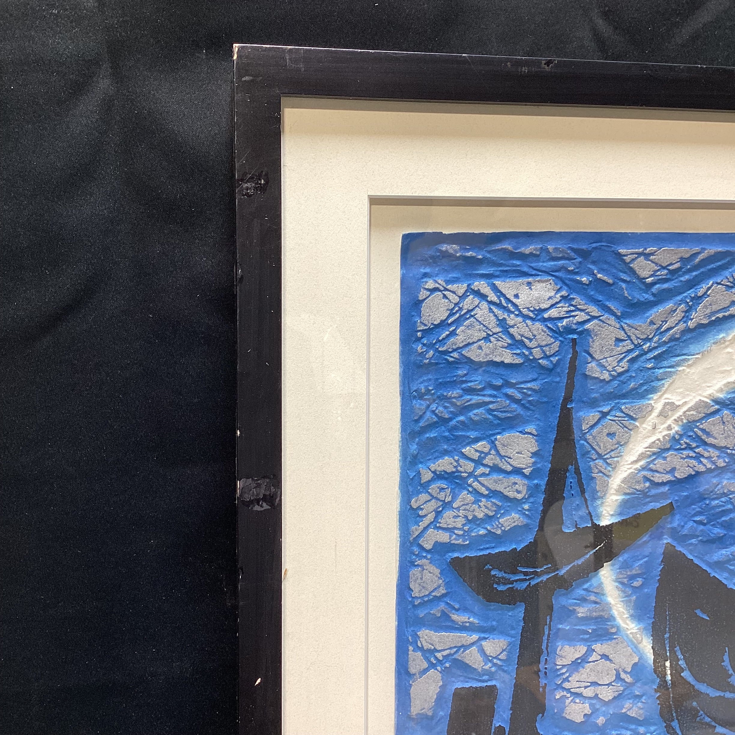 Zhang Bai-Bo Signed/Dated Limited Edition Boat Linocut Print 24" x 23"