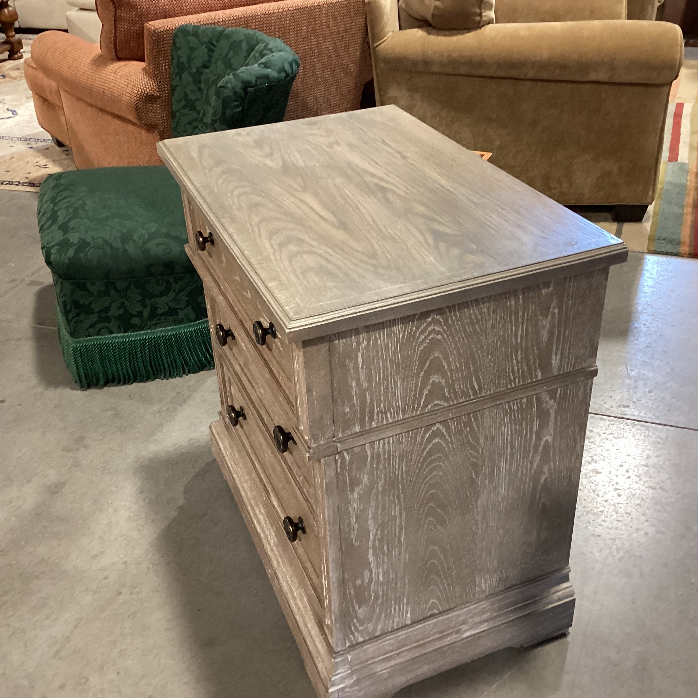 Stanley Furniture Wethersfeld Grey Washed Wood with Carved Detail 3 Drawer Nightstand 29.5"x 19"x 30"