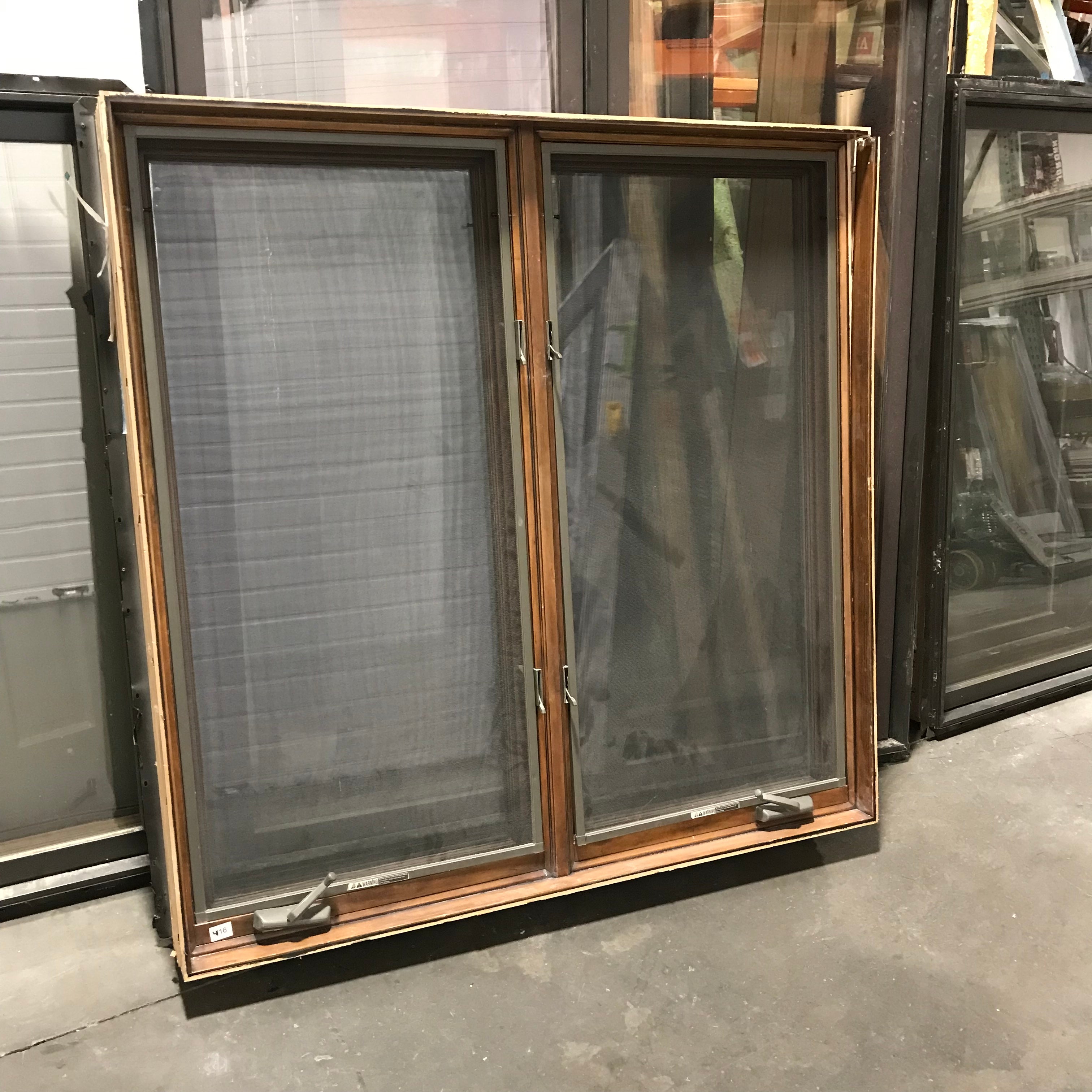 55.25"x 55.25" Brown Metal Clad Double Hung Casement Exterior Window