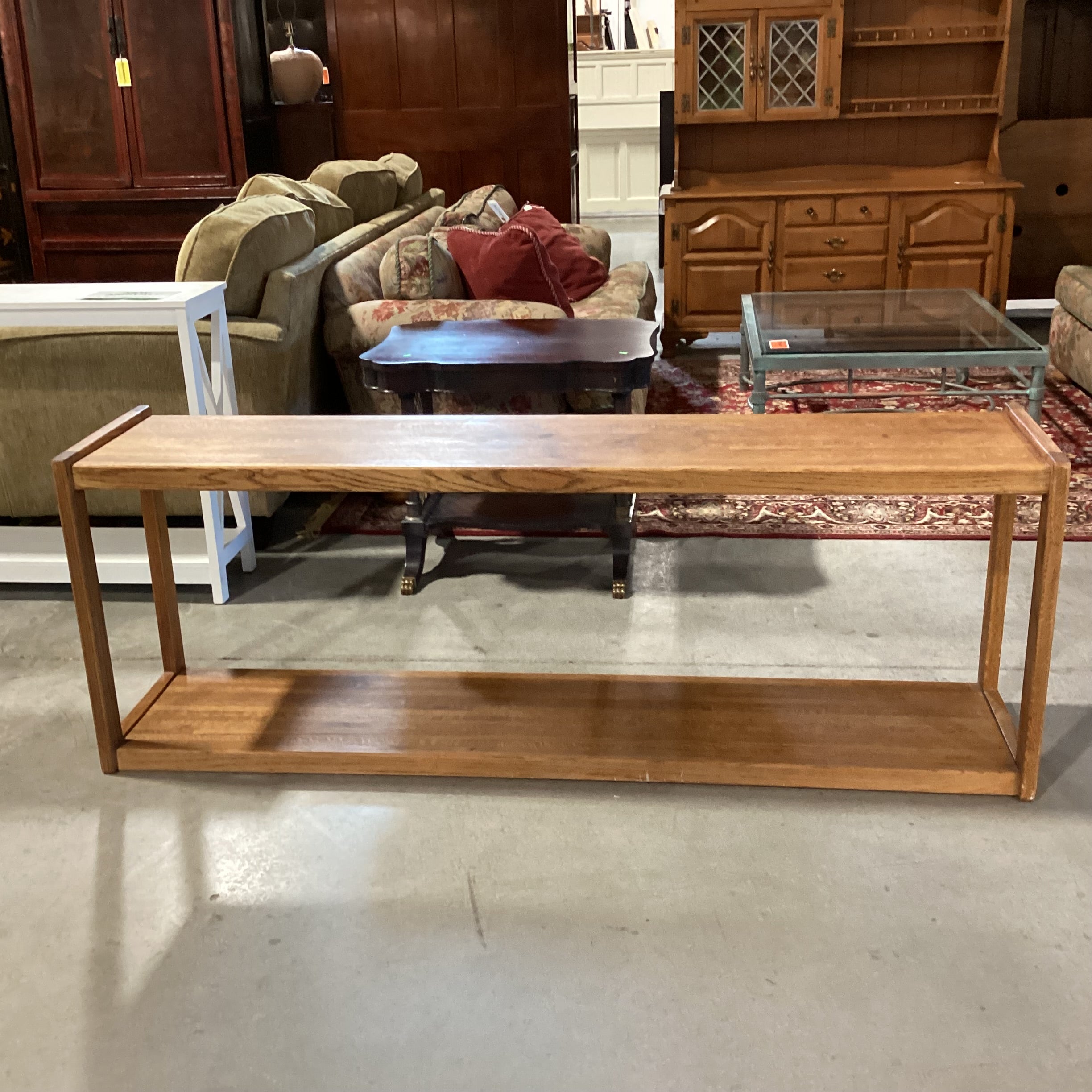 Solid Oak 2 Tiered Console Sofa Table 71.5"x 16"x 26"