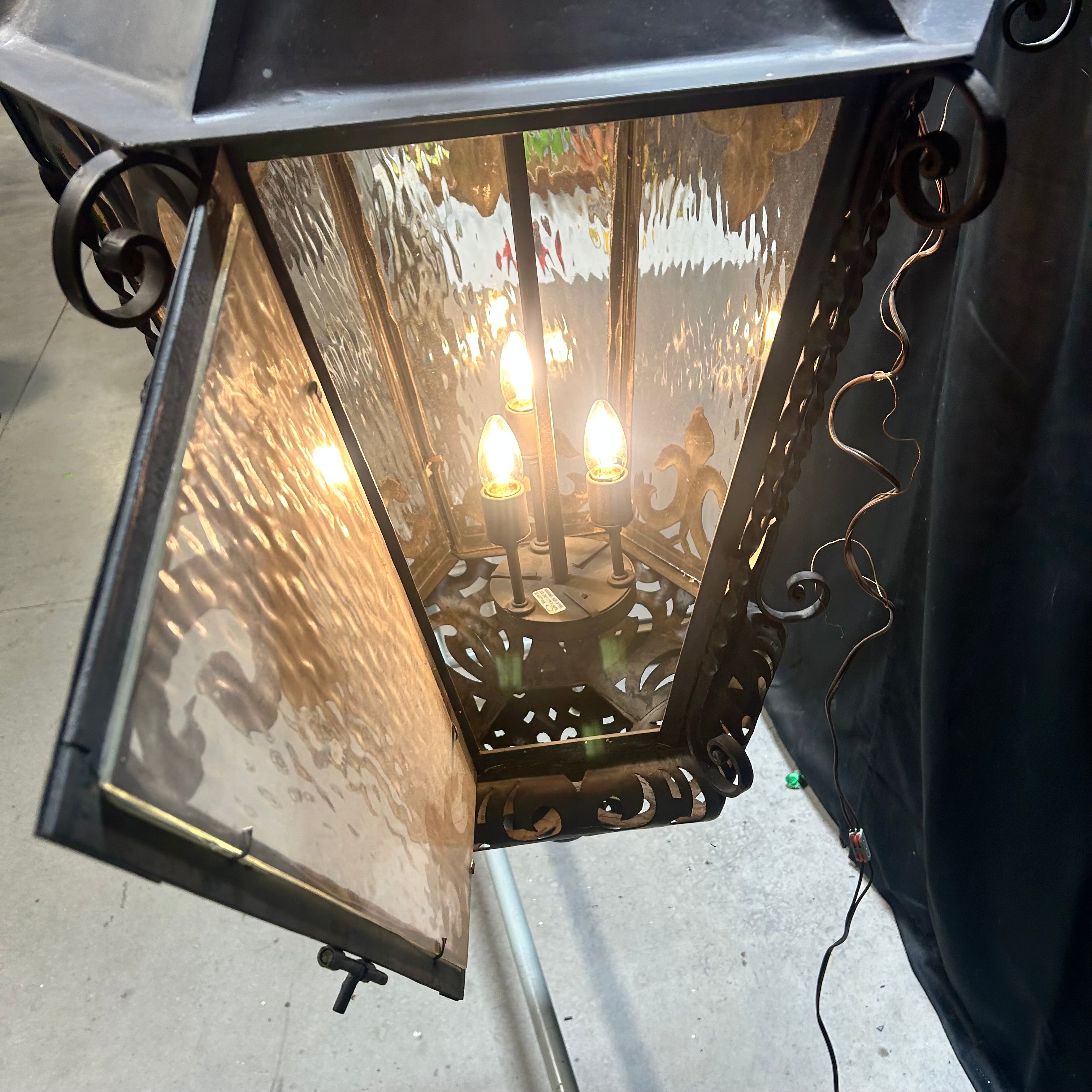 Spainsh Rivival Iron Large Wrought Iron Lantern 30"x 41"