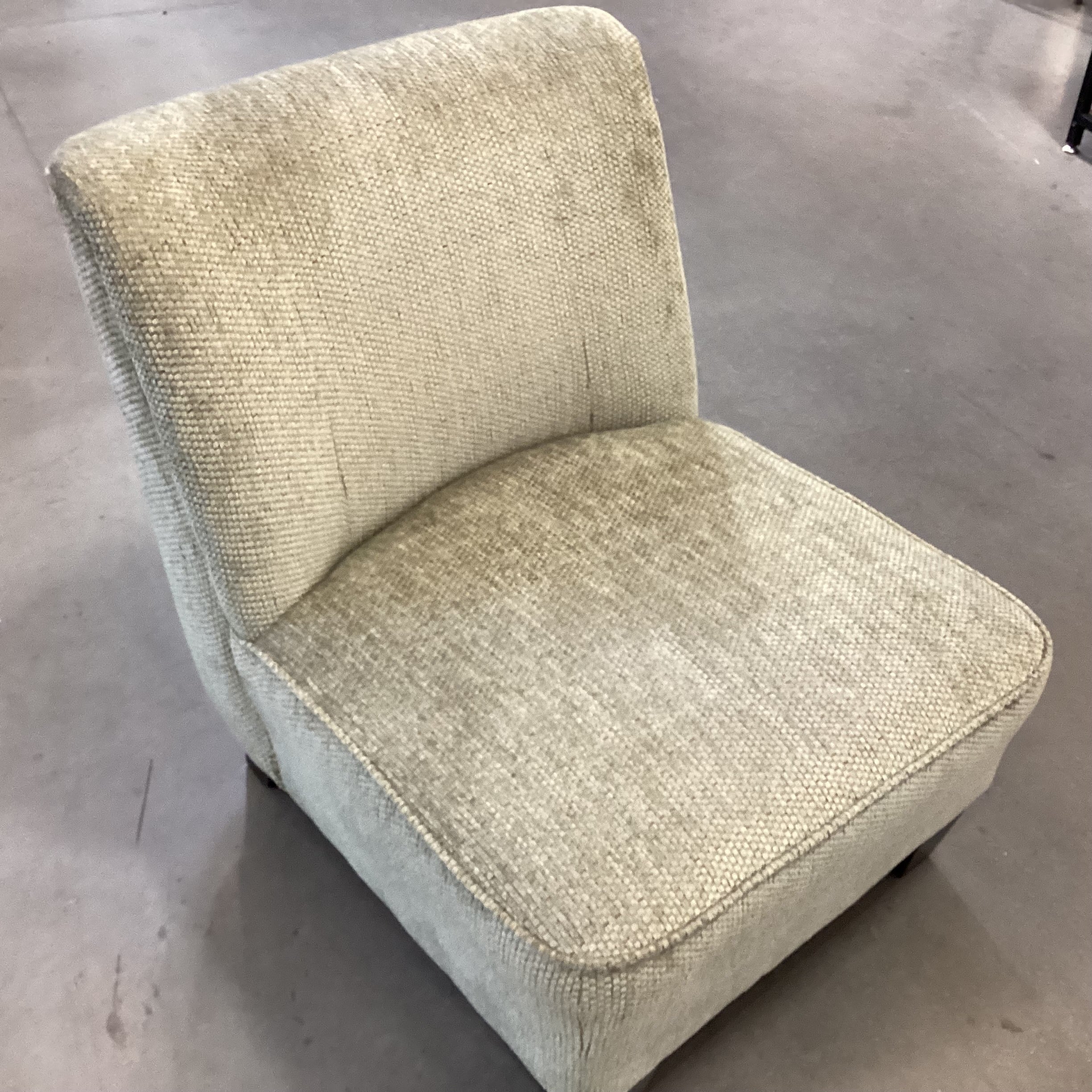 Light Sage Chenille Woven Slipper Style Chair 28"x 36"x 33"