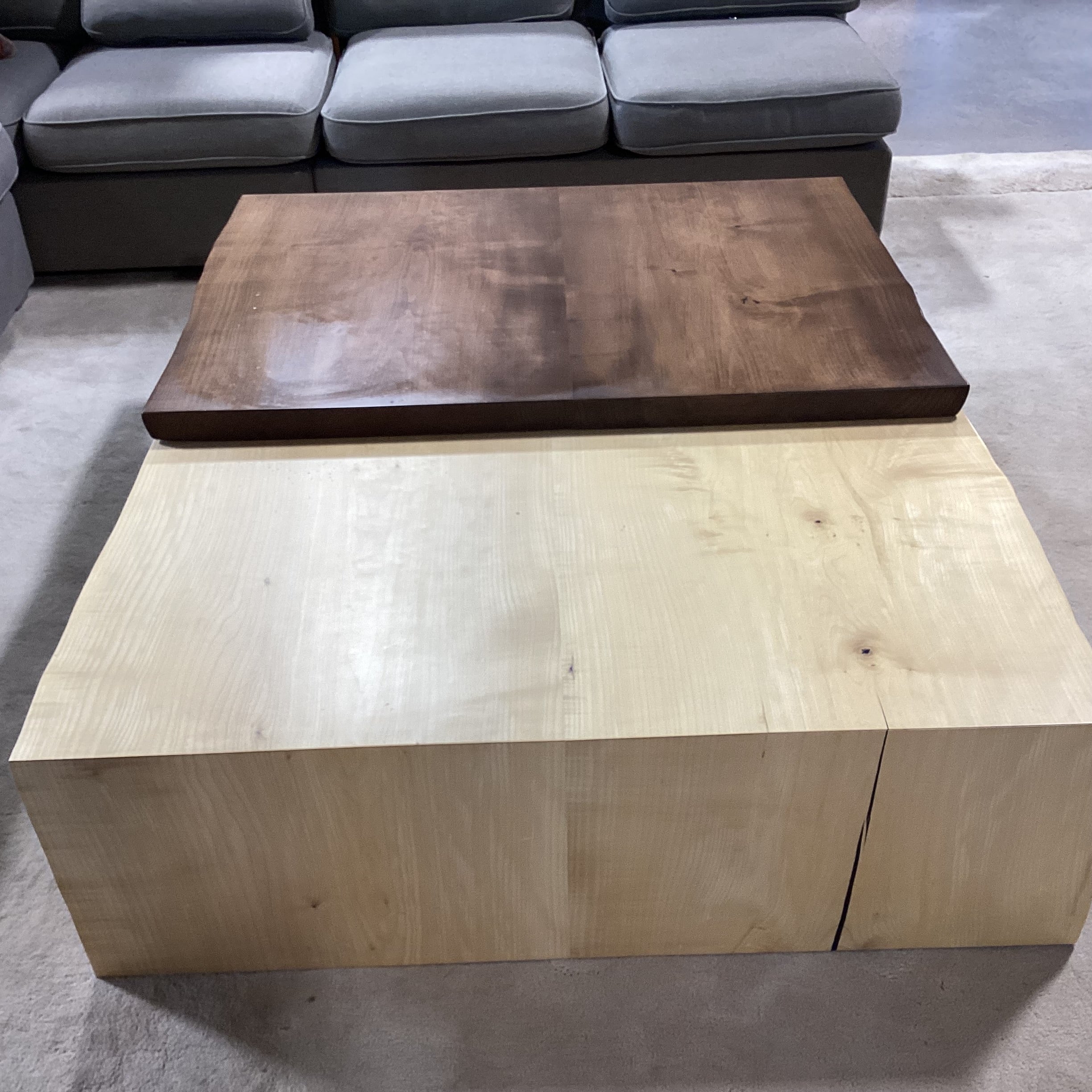 Live Edge Design 2 Tiered 2 Tone Solid Live Edge Wood Coffee Table 60"x 48"x 17.5"