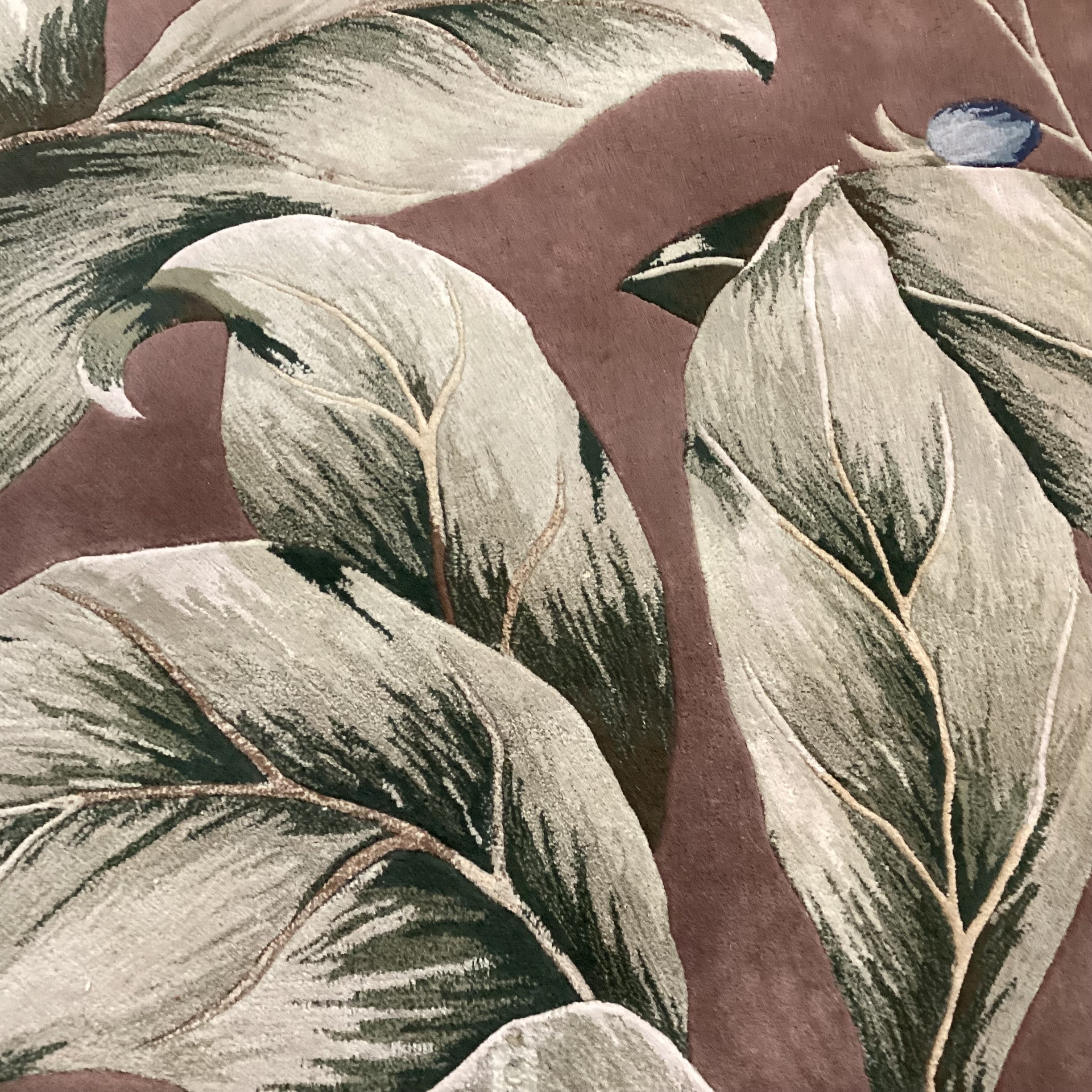 Nourison Tropics Collection Taupe & Green Tropical Floral Premium Quality Wool Rug 8'x 11'