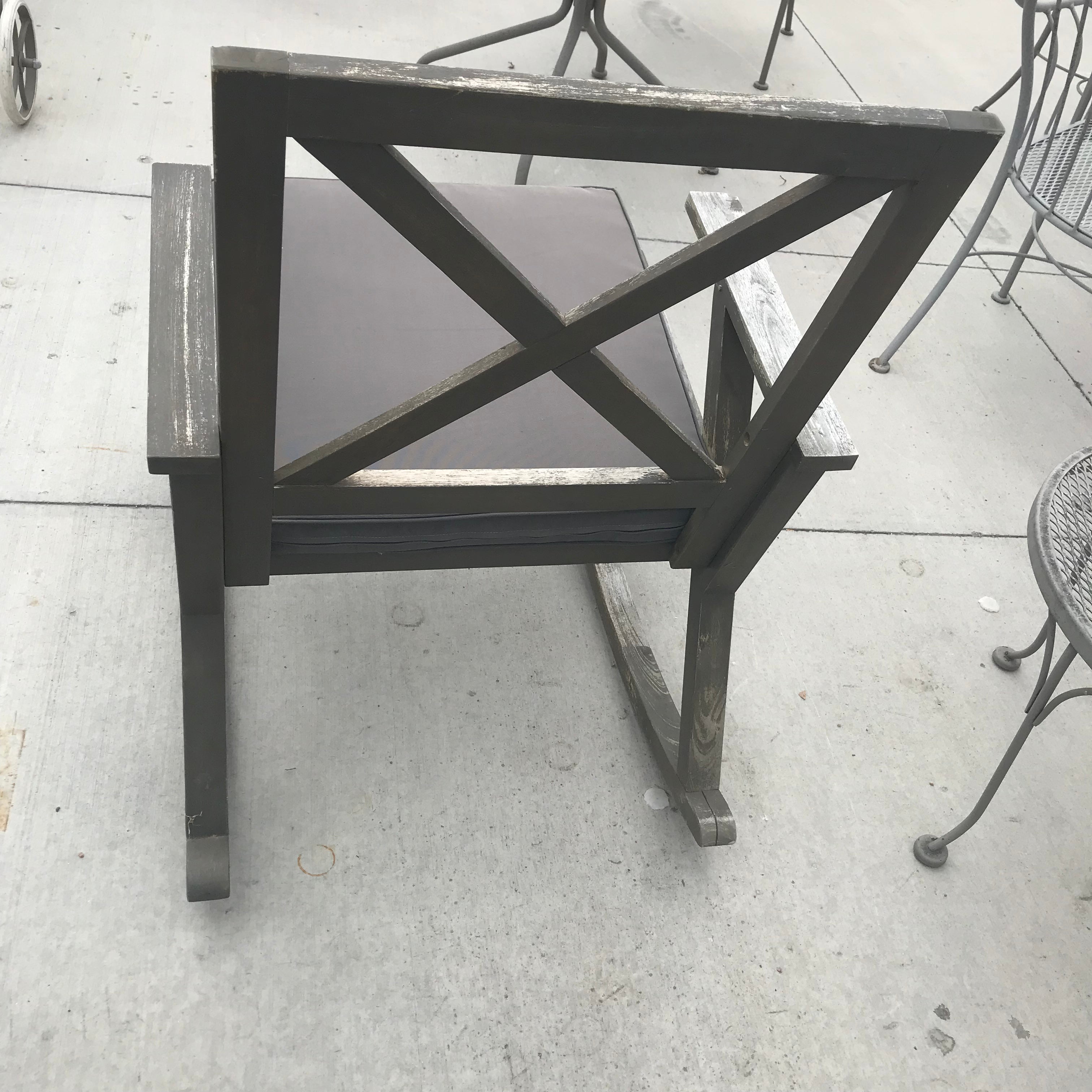 Wood Patio Rocking Chair With Cushion 25"x 36"x 38"