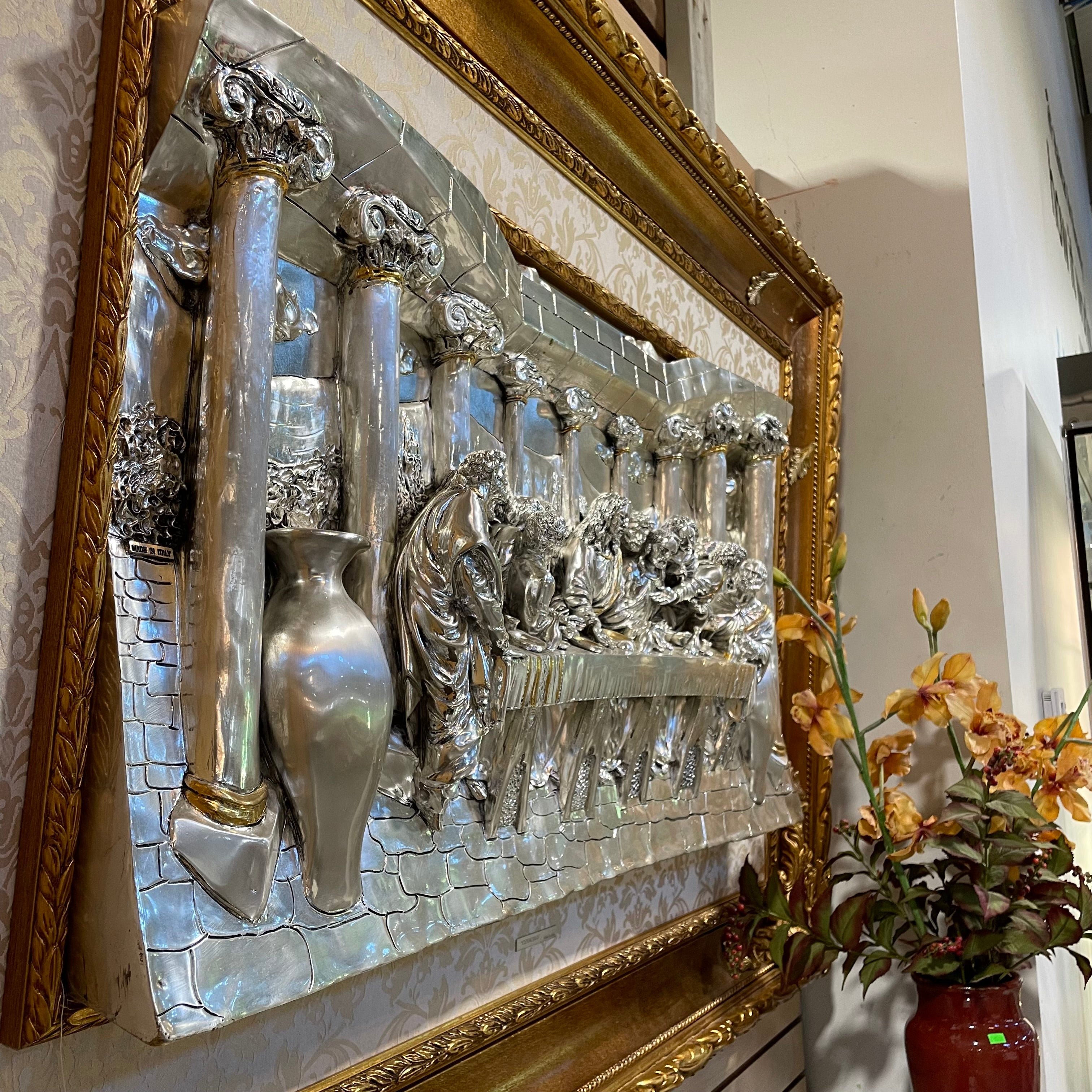 T.I.A. Signed "Cenacolo" The Last Supper 3D Silver And Gold 60" x 40"