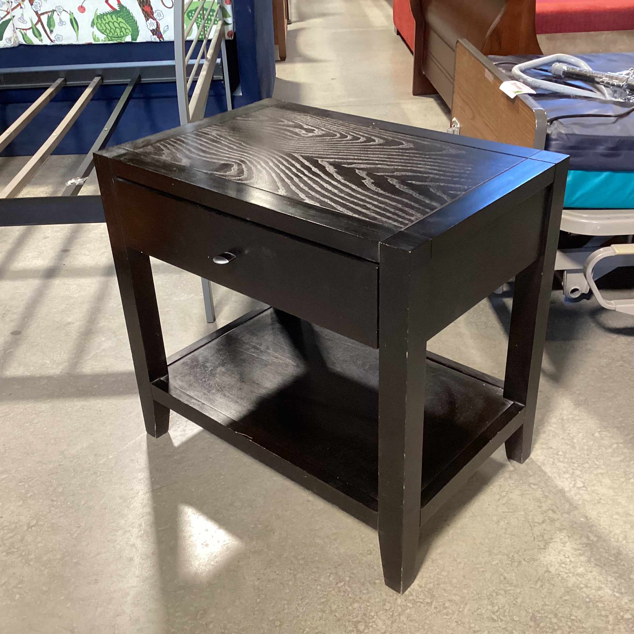 Baronet Dark Finish Wood 1 Drawer with Bottom Shelf Nightstand 28"x 18.5"x 26"