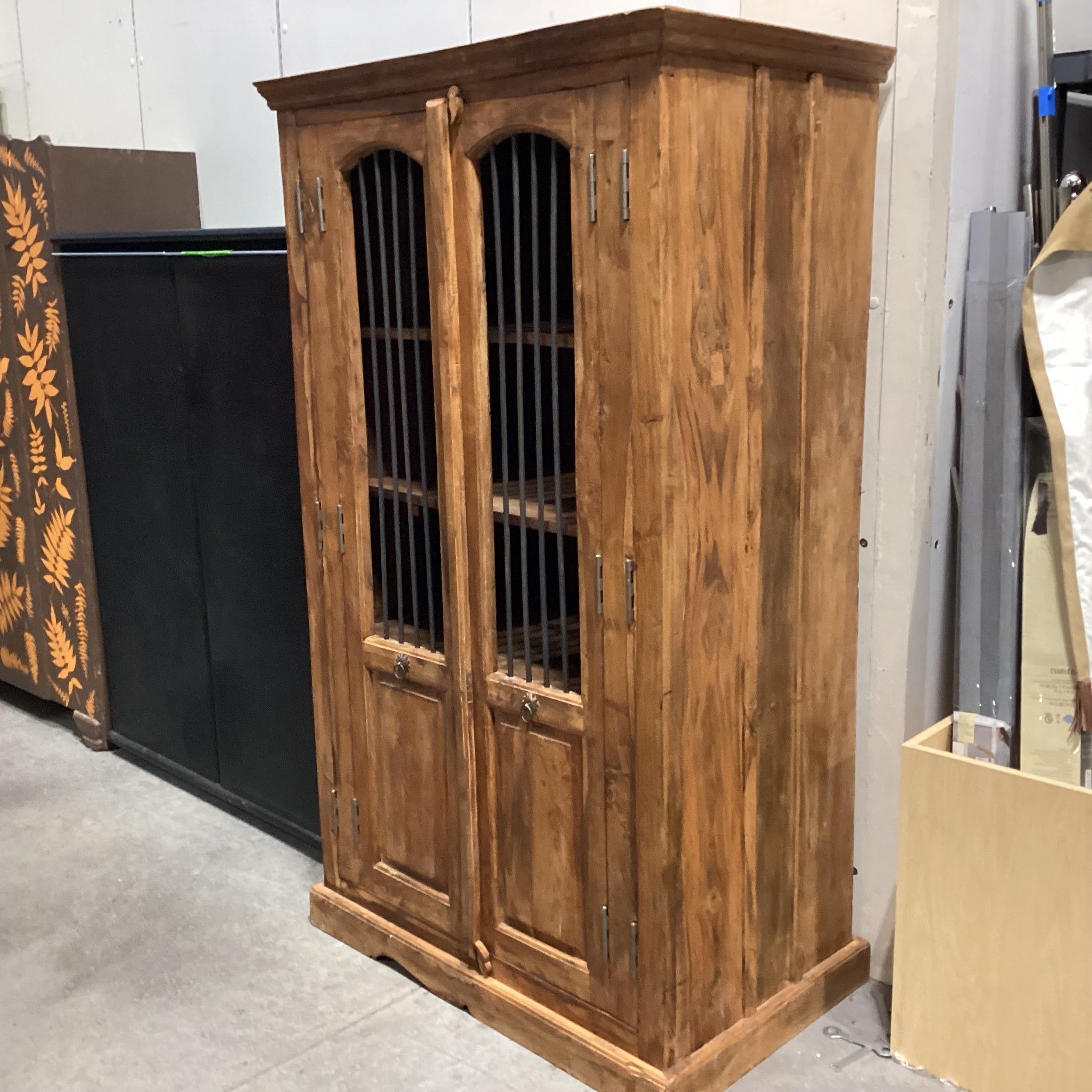 Solid Rustic Wood with Iron Accent Armoire 40.5"x 25"x 70.5"