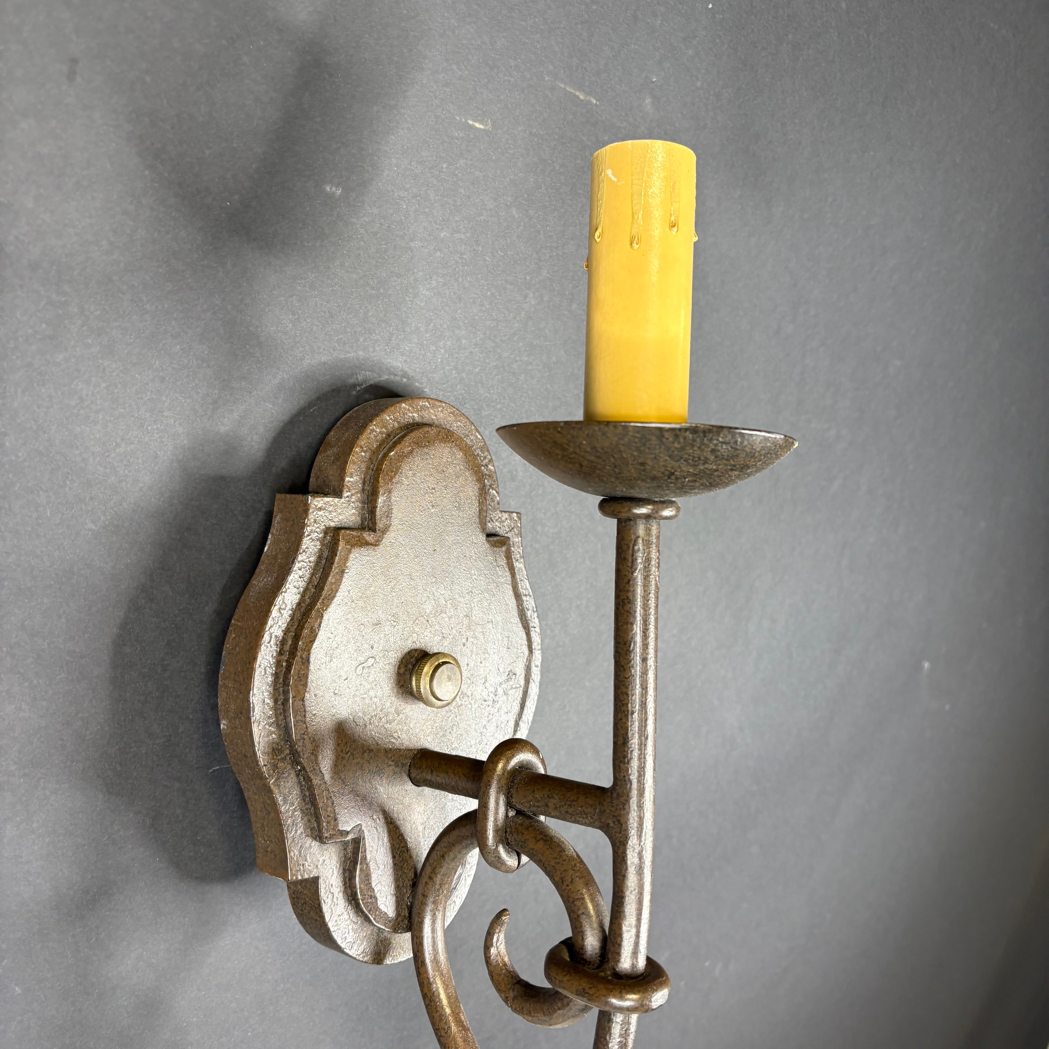 Myers and Company Gothic Revival 2-Light Brown Painted Solid Iron Wall Sconce 6”x 20”x 7.5”