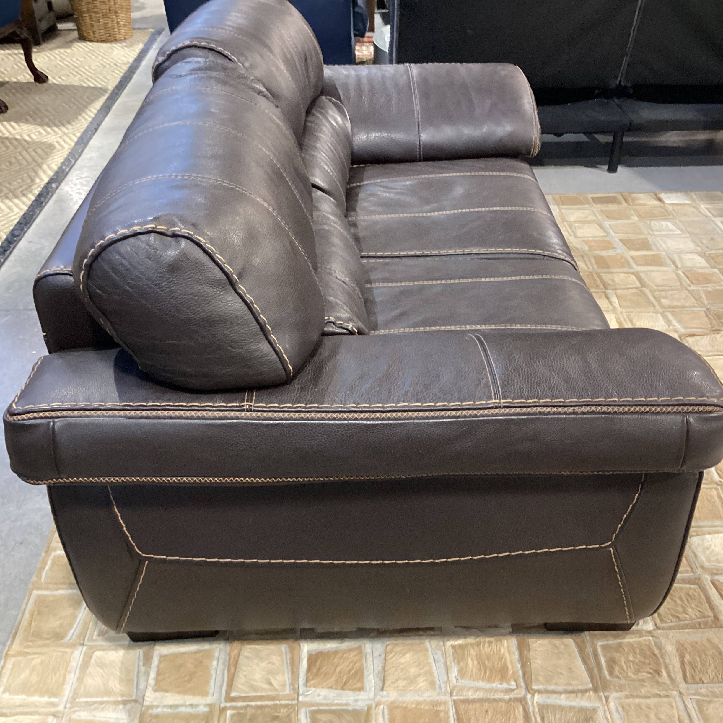 Textured Leather with Stitching Detail Loveseat Sofa 74"x 41"x 26"