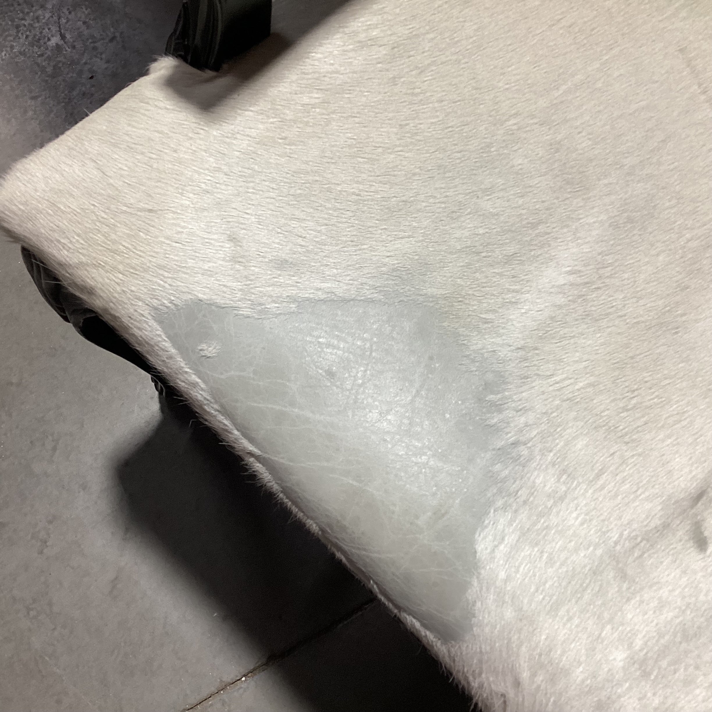 Carved Wood Cowhide & Grey Velvet Nailhead on Casters Chair 28"x 25"x 37"