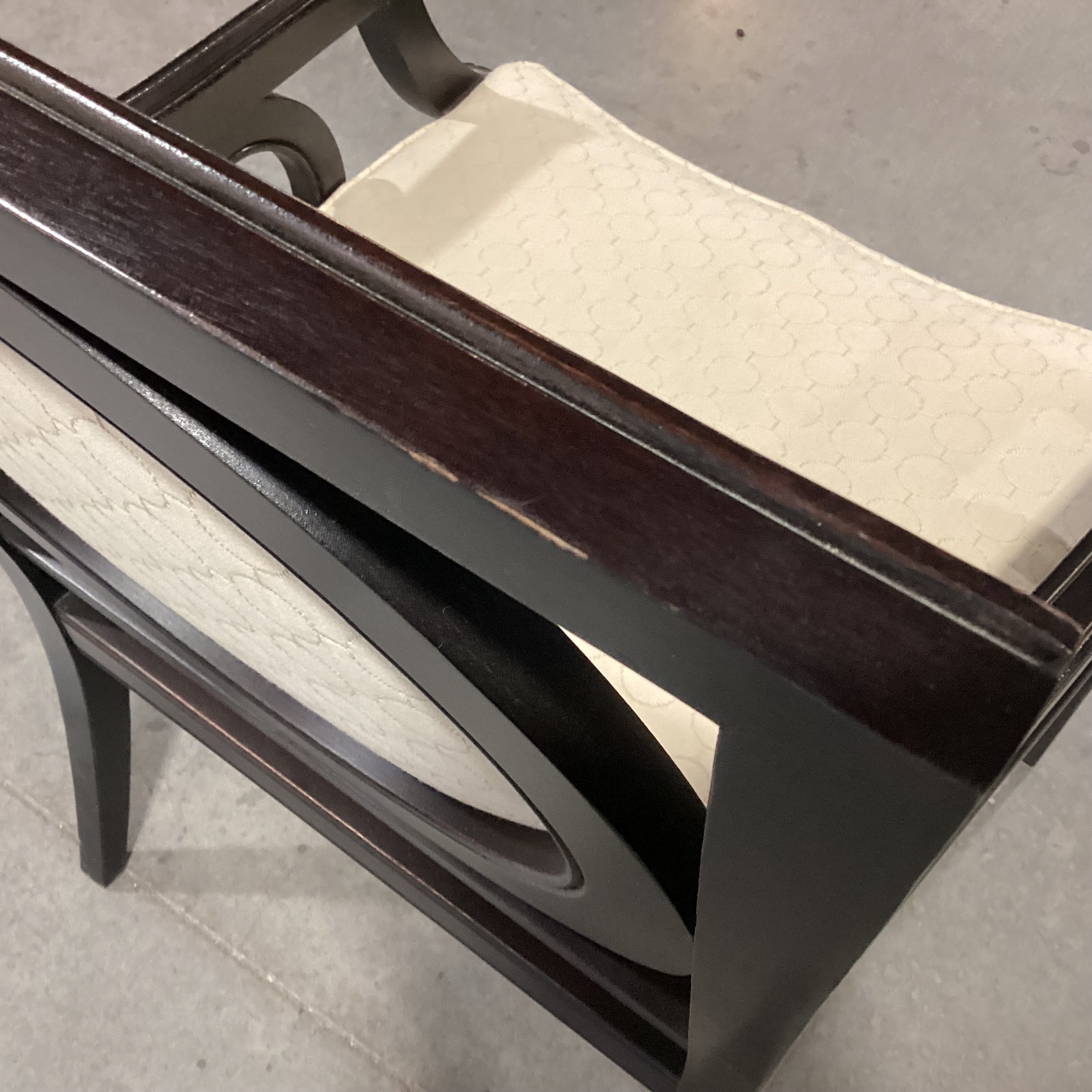 Custom Dark Finish Wood Circle Design & Cream Down Mix Chair 27"x 27"x 39"