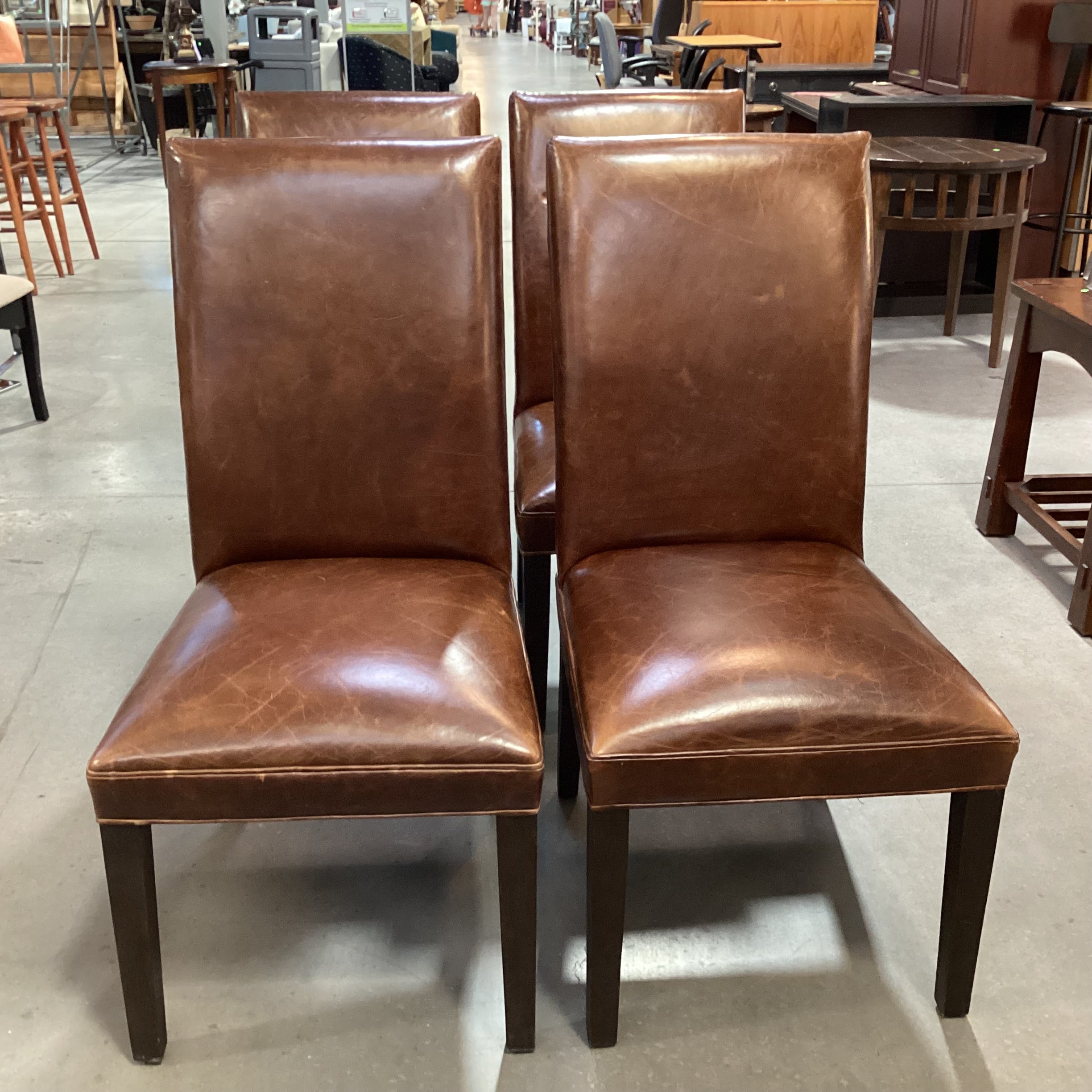 SET of 4 Restoration Hardware Distressed Leather Dining Chairs 21"x 24"x 42"