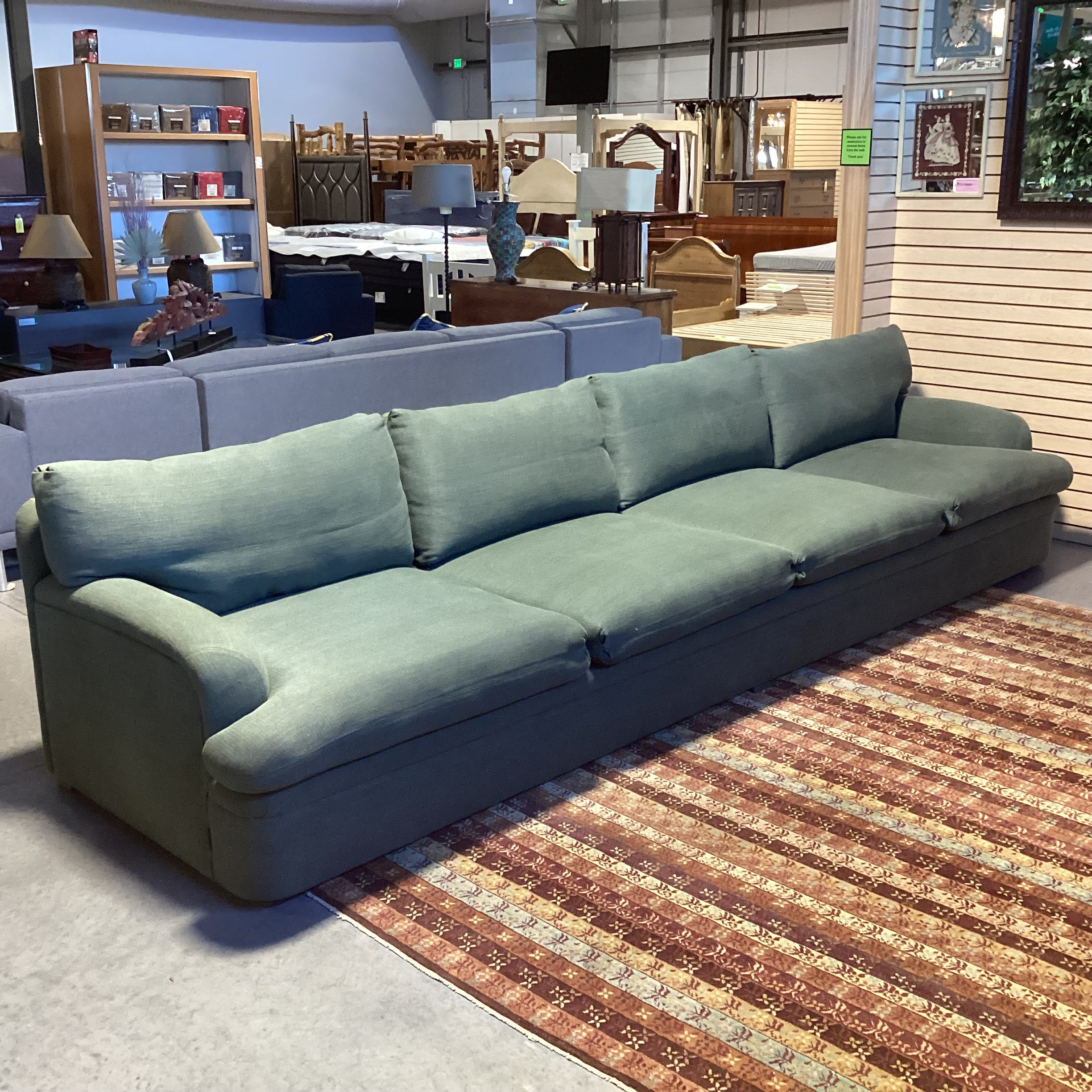 Custom Sage Belgian Linen & Down Sofa 150"x 41"x 31"