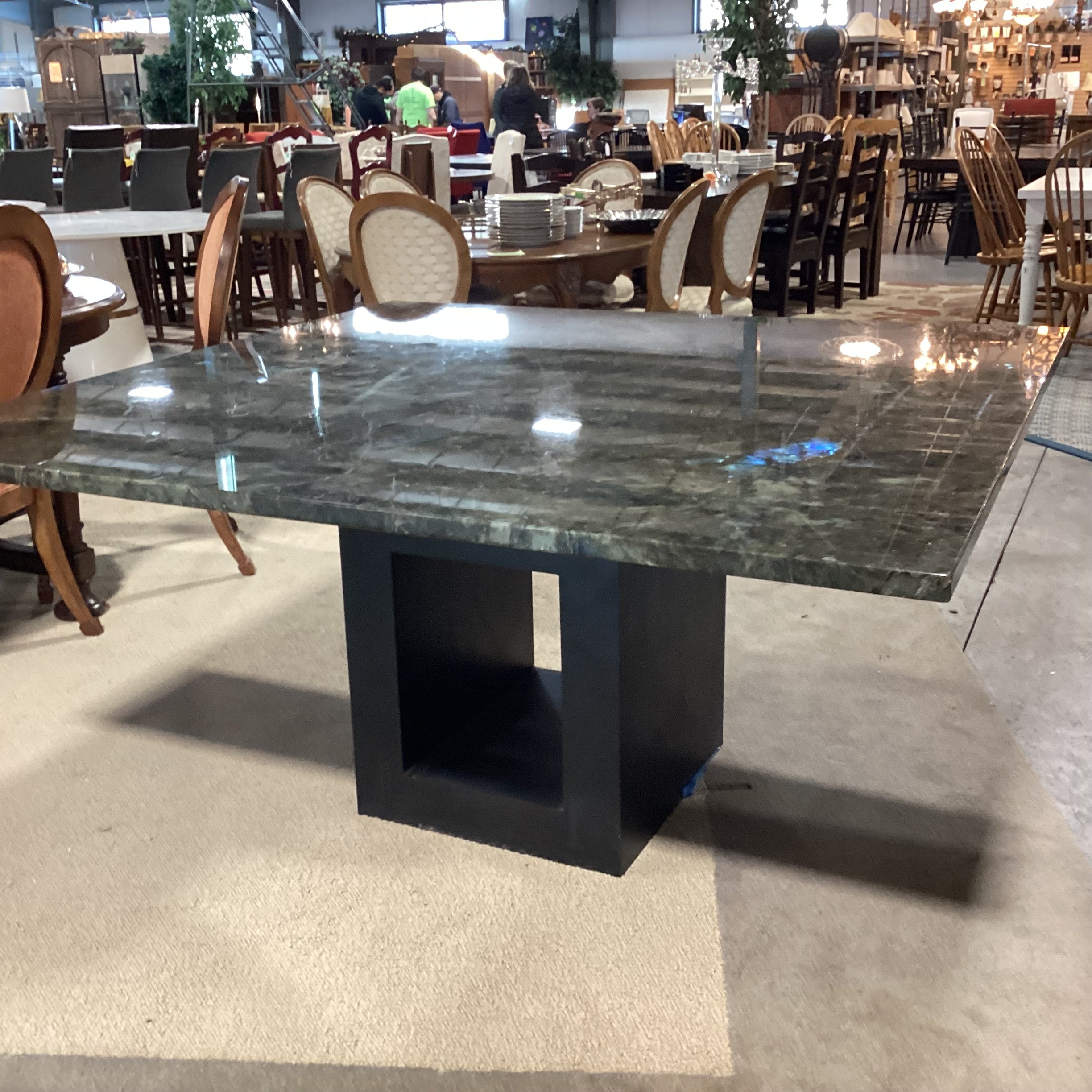 Custom Labradorite Square Top & Metal Modern Base Dining Table 60"x 60"x 30"