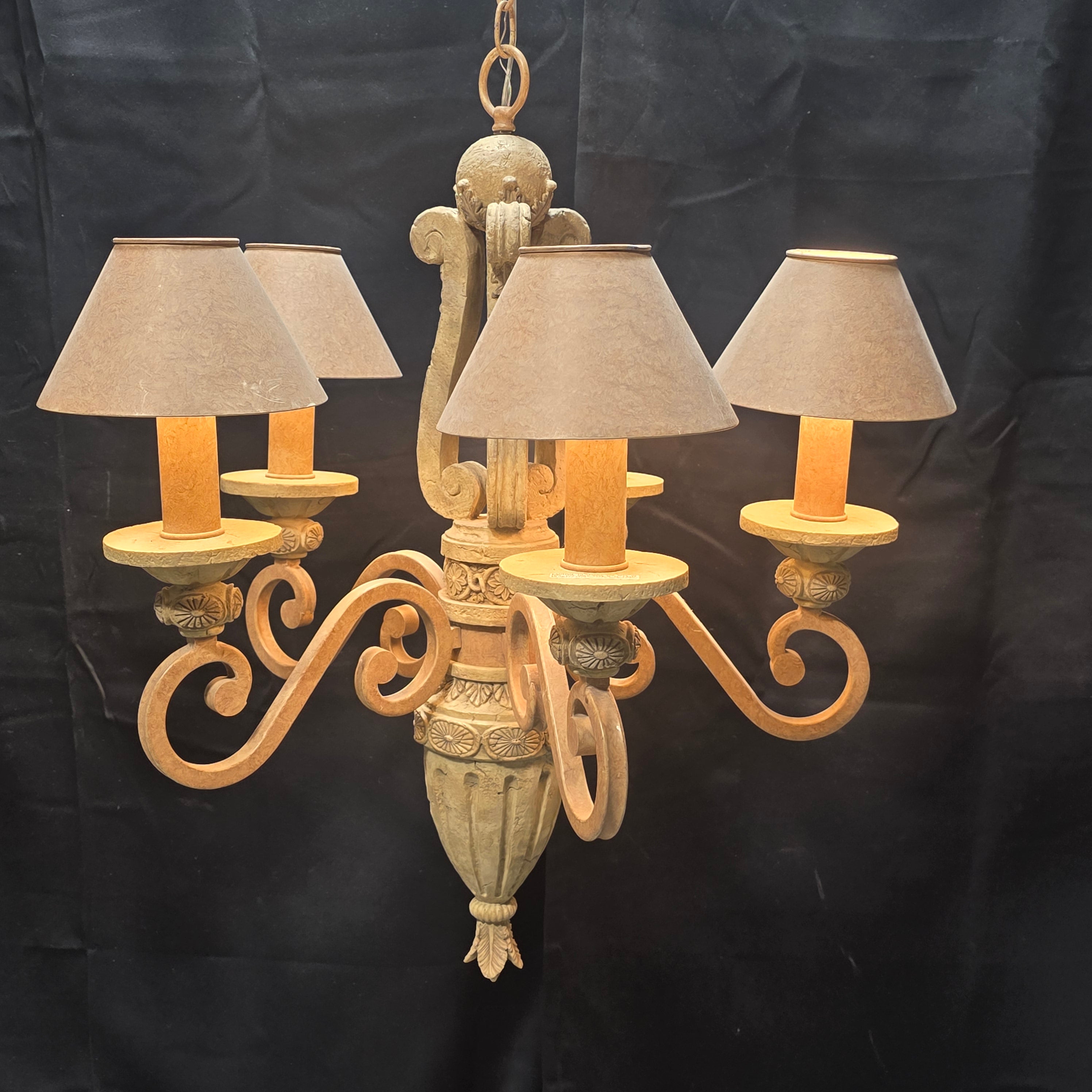 Tuscan Style Five Light with Mini Shades Chandelier 25"x29"