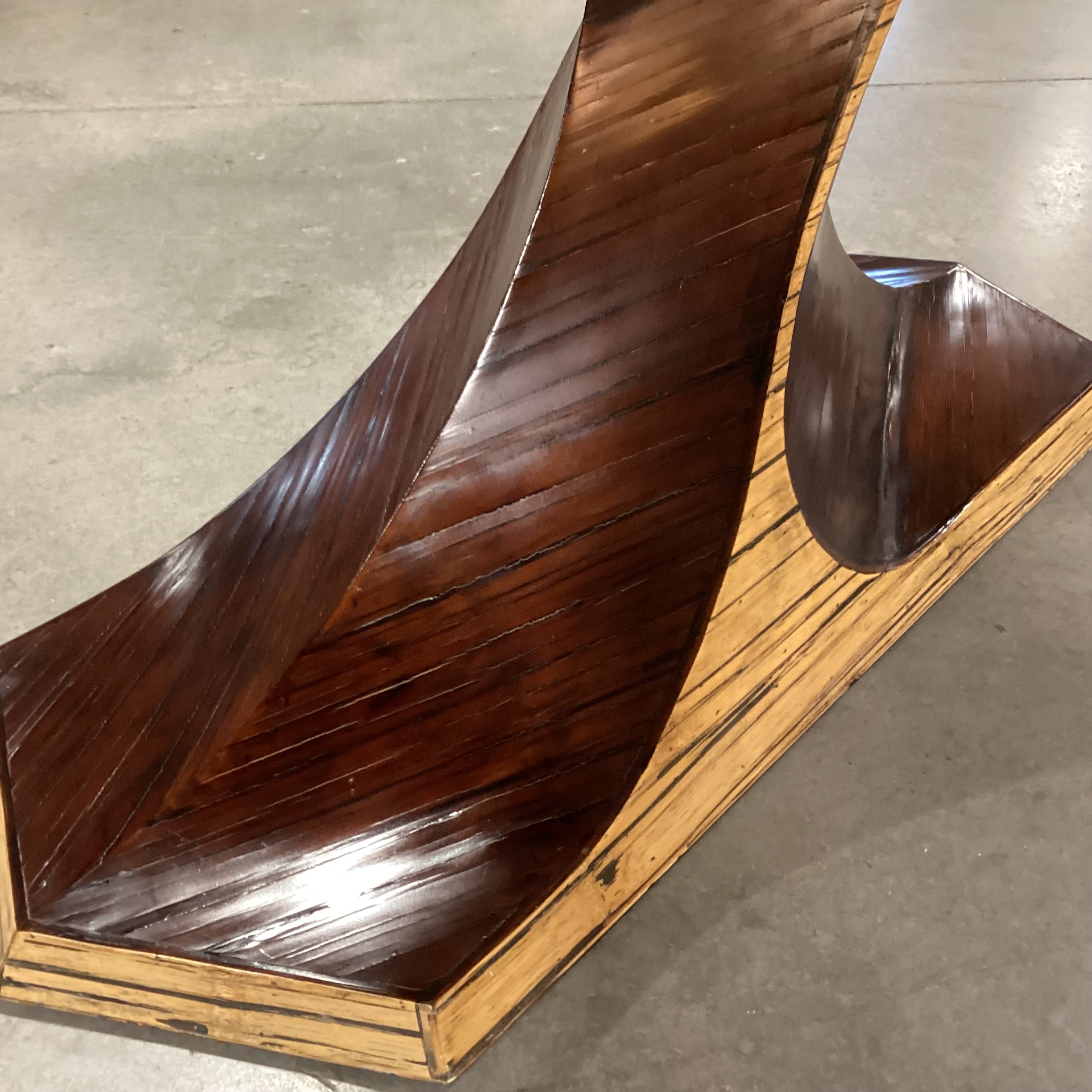 Artistic Sculpted 2 Tone Wood Chevron Detail Console Sofa Table 63.5"x 16"x 29"