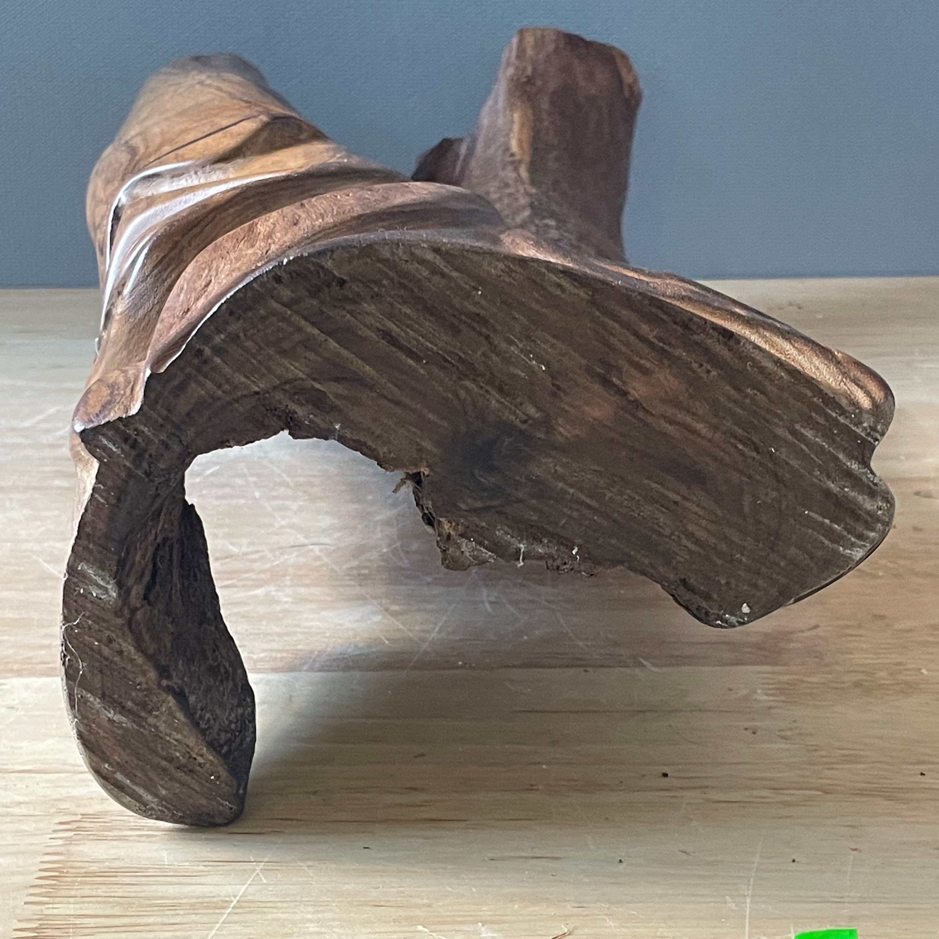 Vintage Polynesian Hand Carved Hardwood with Natural Live Edge Faces Sculpture, 8"x 6"x 17"
