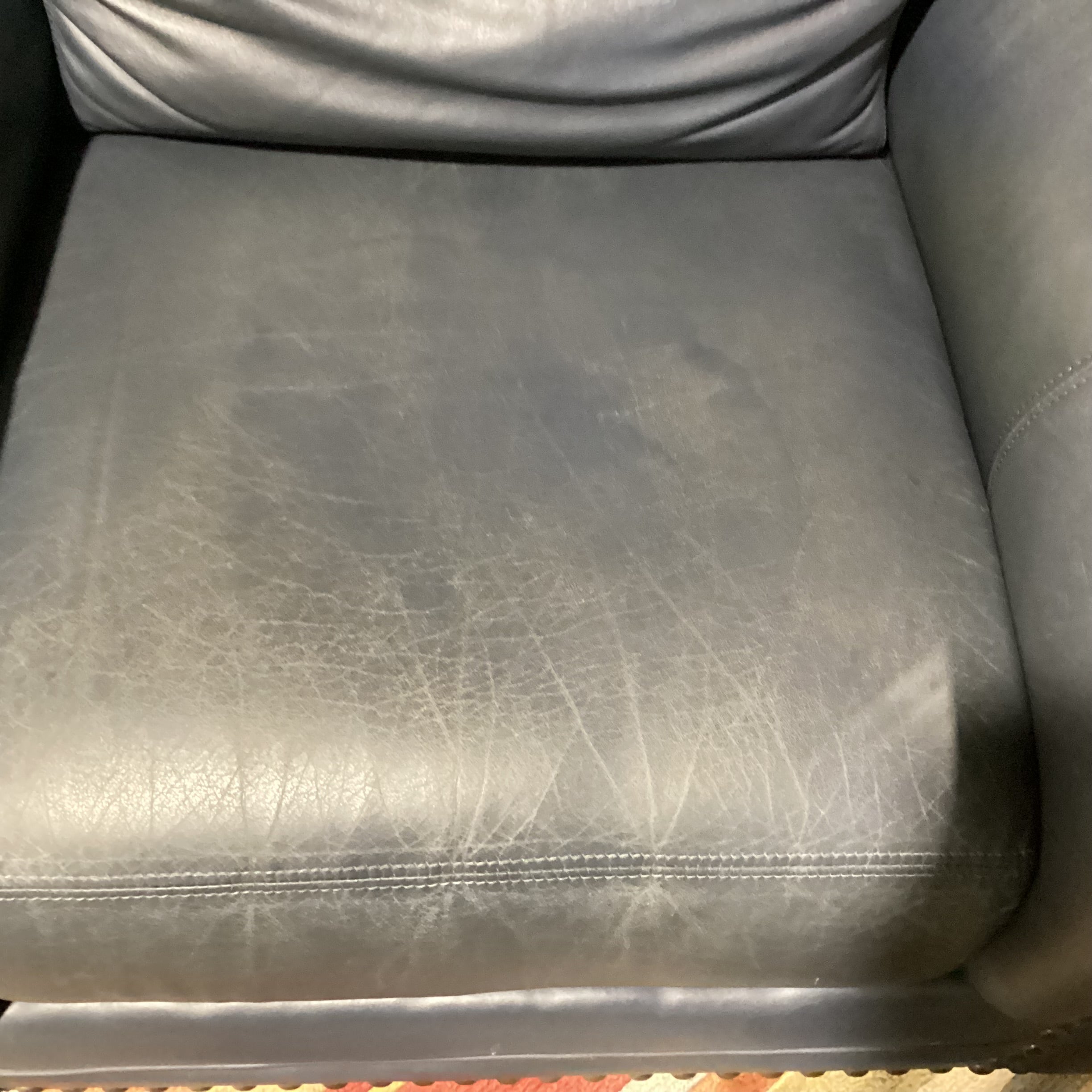 Creative Leather Furniture Highpoint Collection Navy Leather Nailhead Chair 45"x 38"x 37"