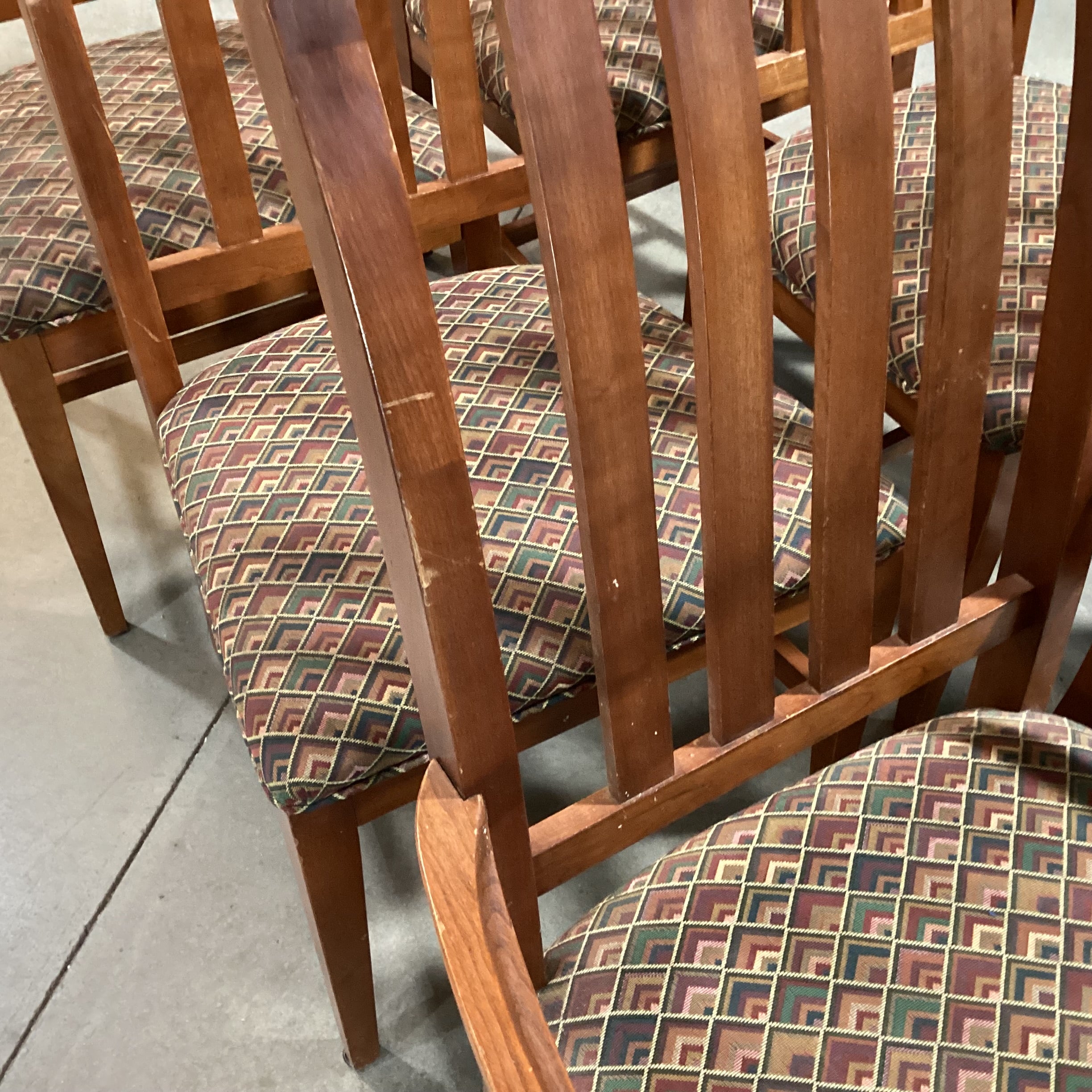 Set of 6 Carved Wood Slat Back with Upholstered Seat Dining Chairs 23"x 23"x 41"