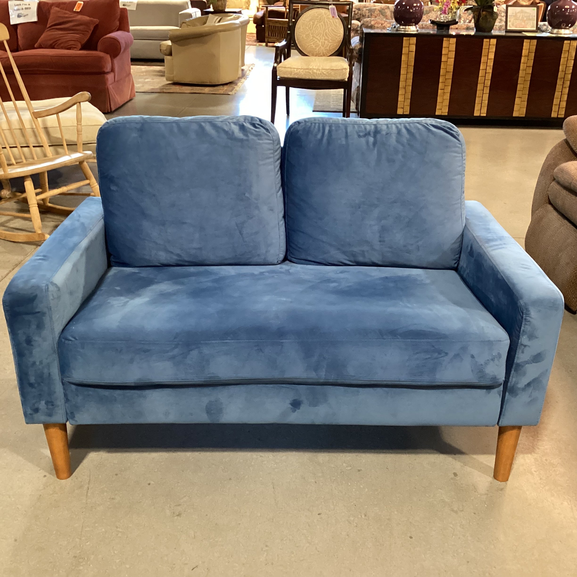 Sky Blue Plush Loveseat Sofa 52"x 30"x 30"