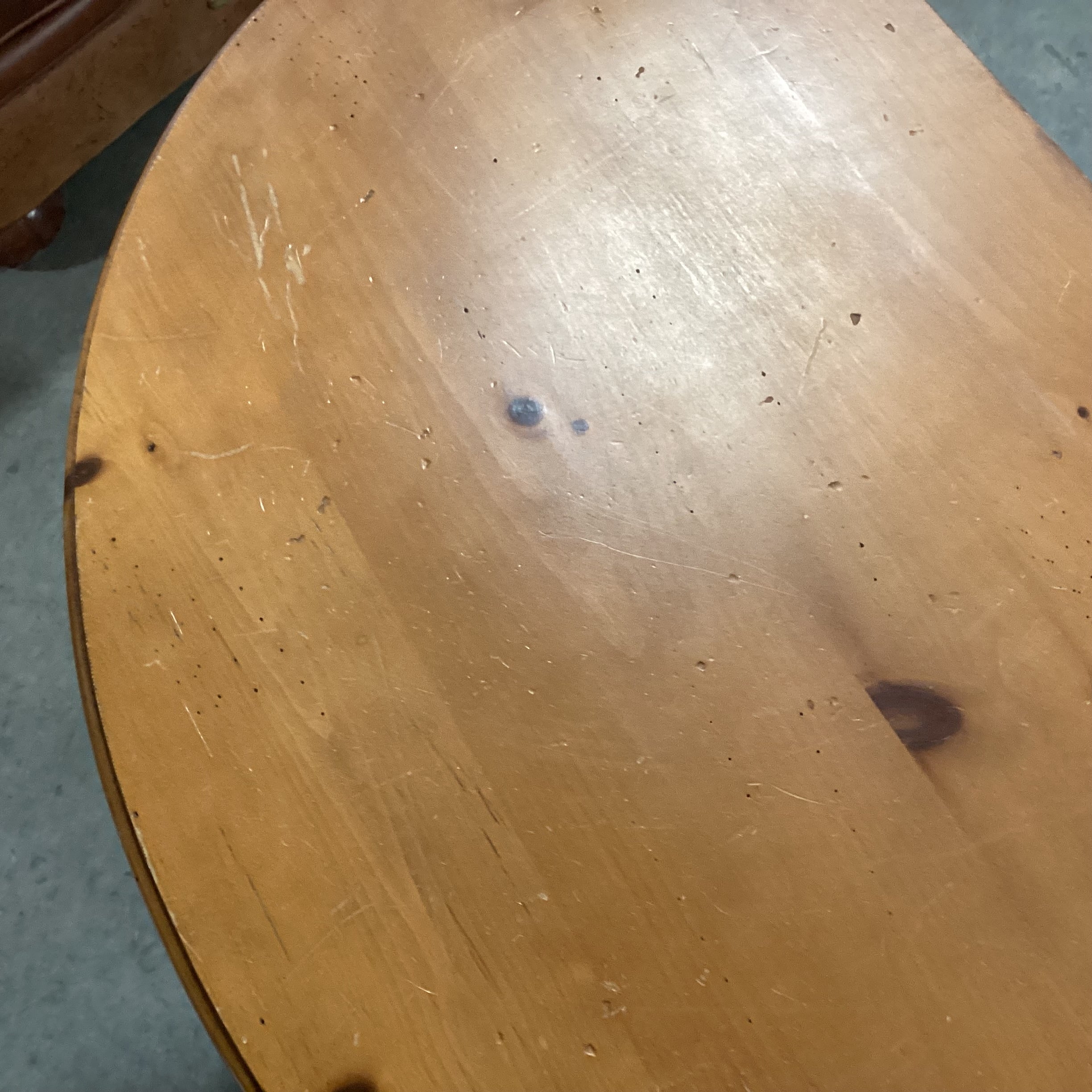 Brownwood Furniture Light Finished Distressed Pine Halfmoon 1 Drawer Accent Table 32.5"x 18.5"x 28"