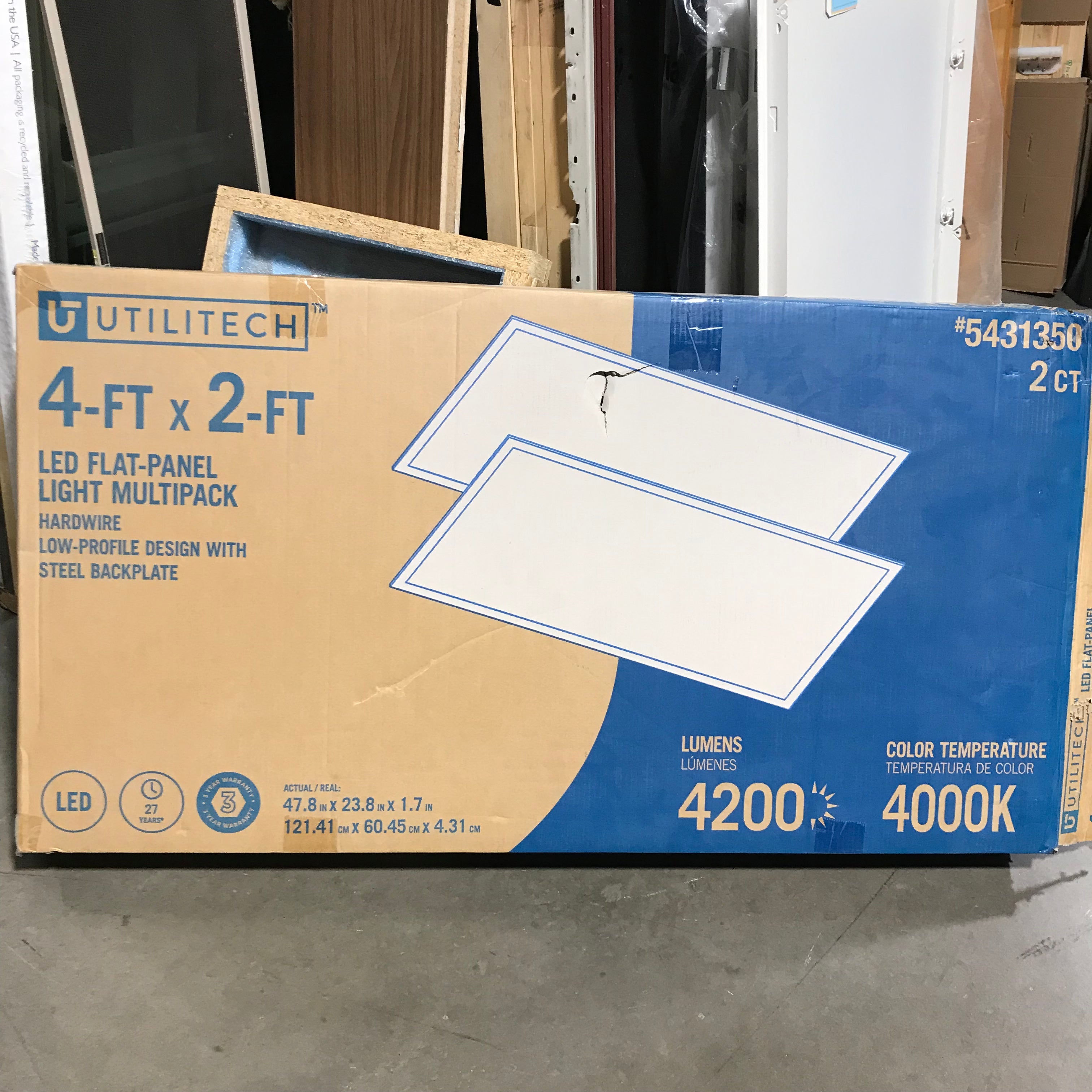 UTILiTECH 4ft x 2ft LED Flat Panel Light 2pack 4200 Lumens 4000k