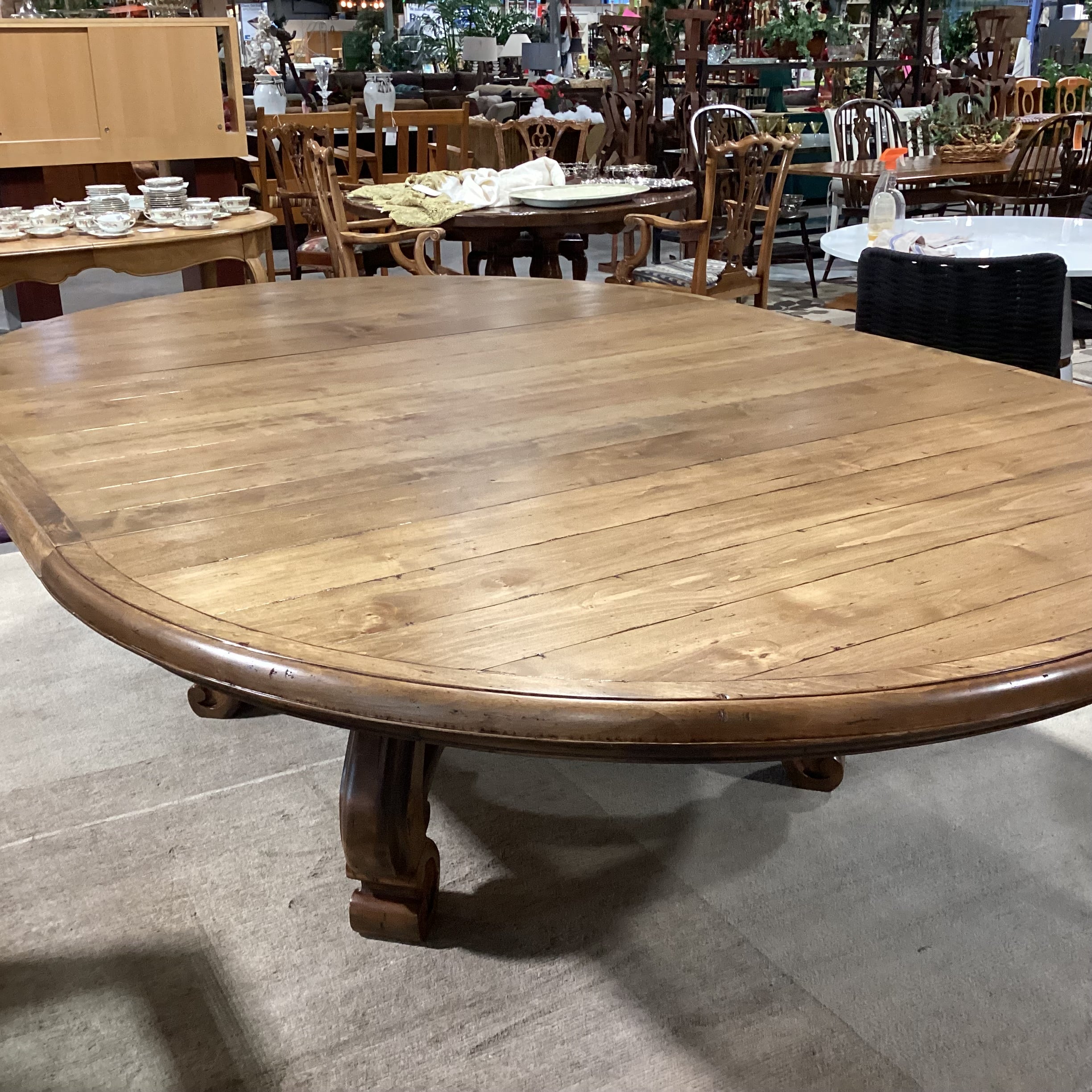 Custom Round to Oval Carved Ornate Base Adler Wood Dining Table 72" Diameter to 108"x 72"x 30"